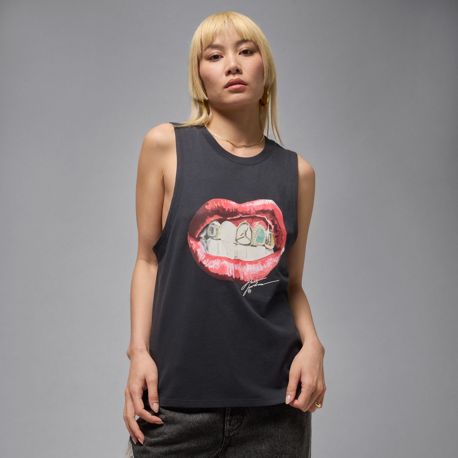 Jordan Flight Wmns Sleeveless Graphic Tee Off Noir - Dámské - Triko Jordan - Šedé - HV0223-045 - Velikost: XS
