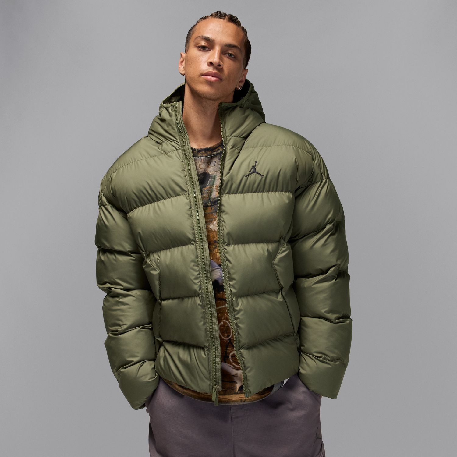 Jordan Brooklyn Therma-FIT Puffer Jacket Medium Olive - Pánské - Bunda Jordan - Zelené - HV0532-222 - Velikost: XL