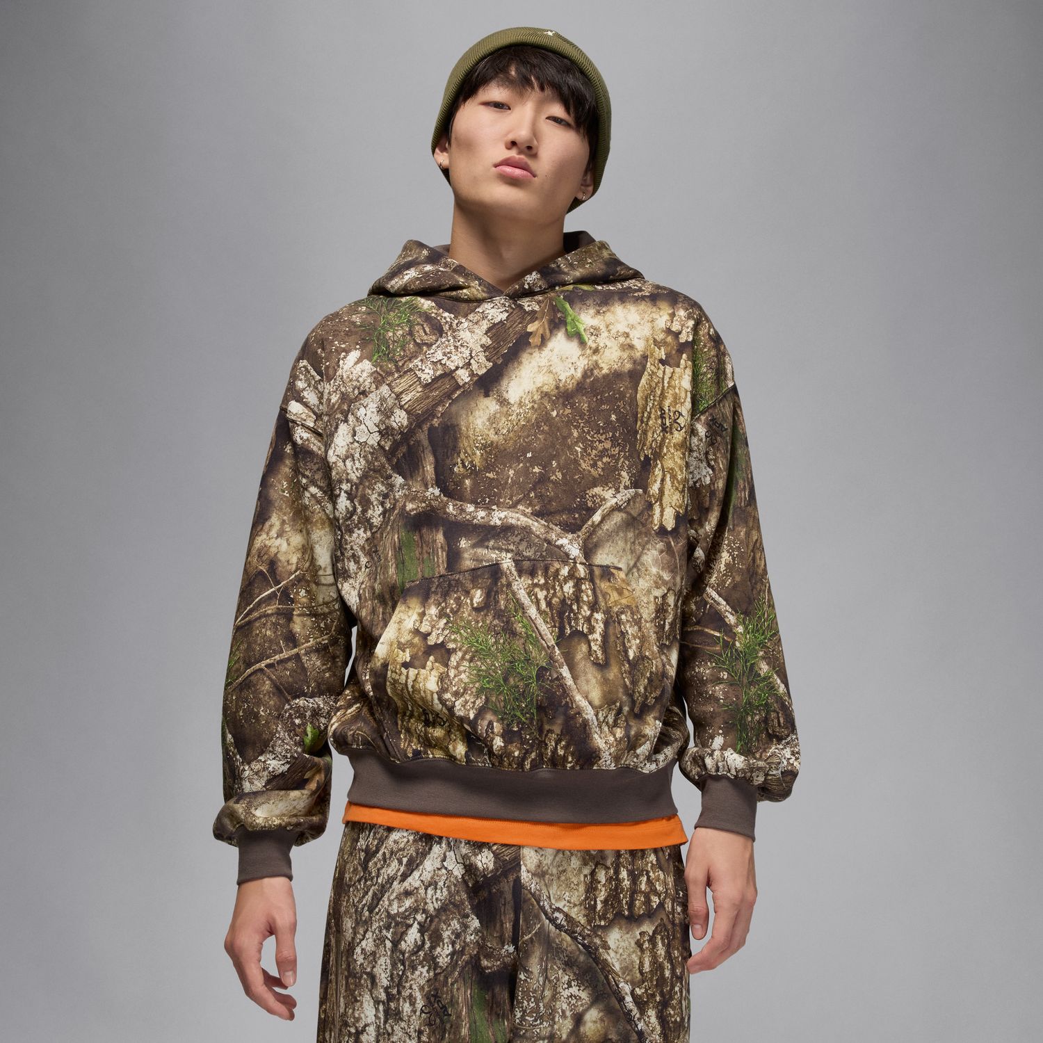 Jordan Brooklyn Fleece Realtree Pullover Hoodie - Pánské - Mikina Jordan - Hnědé - HV1860-222 - Velikost: M