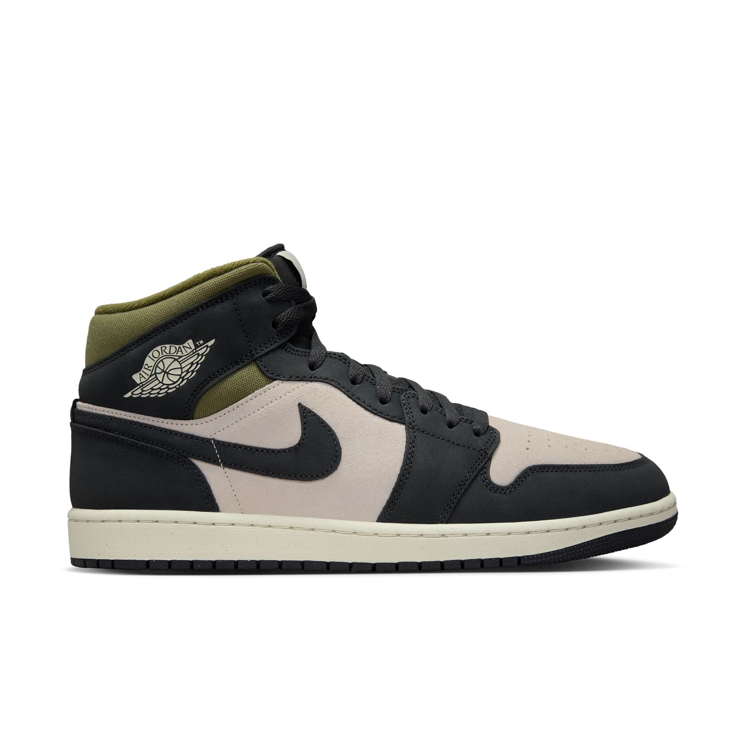 Air Jordan 1 Mid SE "Off Noir Medium Olive" - Pánské - Tenisky Jordan - Bílé - HV4091-102 - Velikost: 40.5