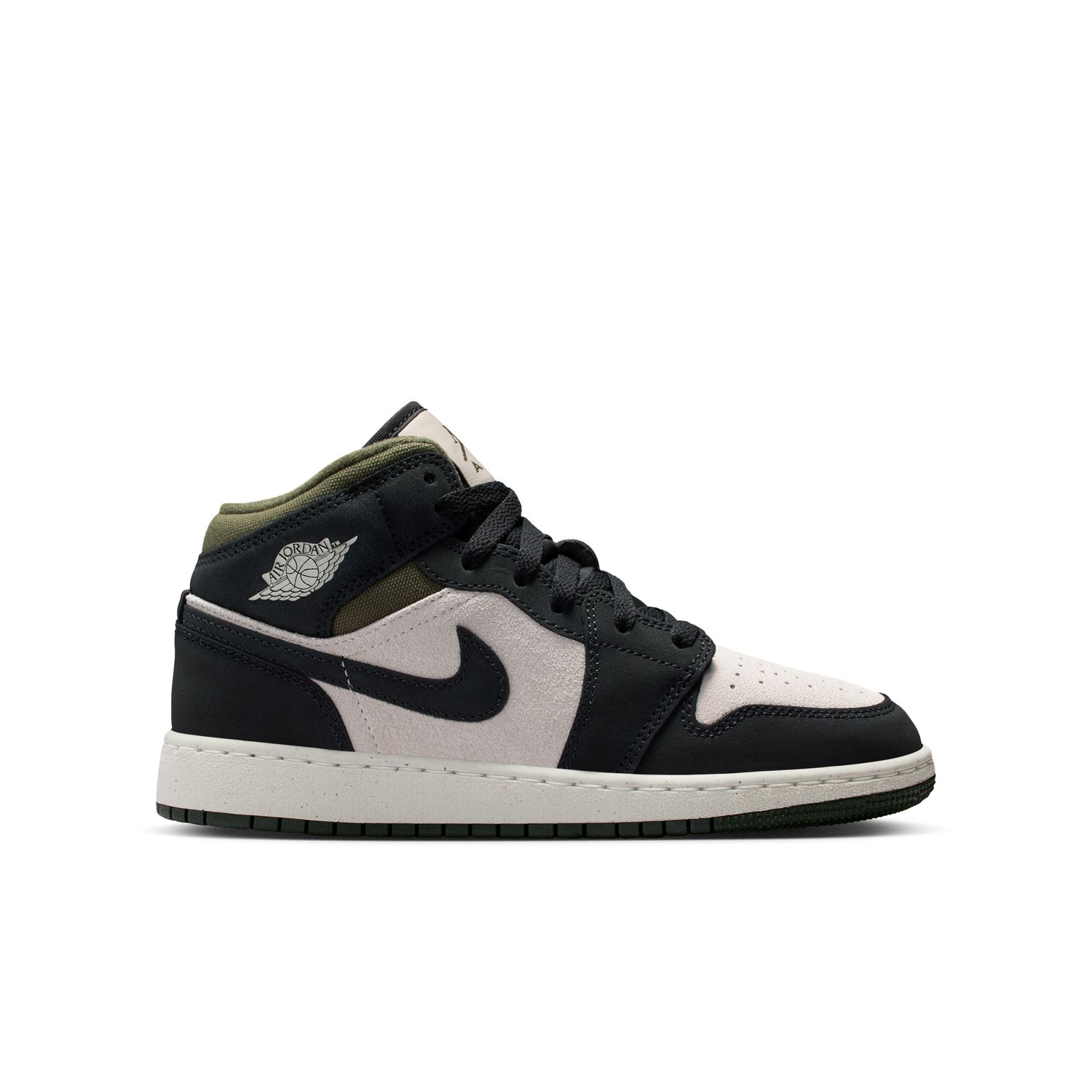 Air Jordan 1 Mid "Off Noir Medium Olive" (GS) - Dětské - Tenisky Jordan - Bílé - HV4399-102 - Velikost: 37.5