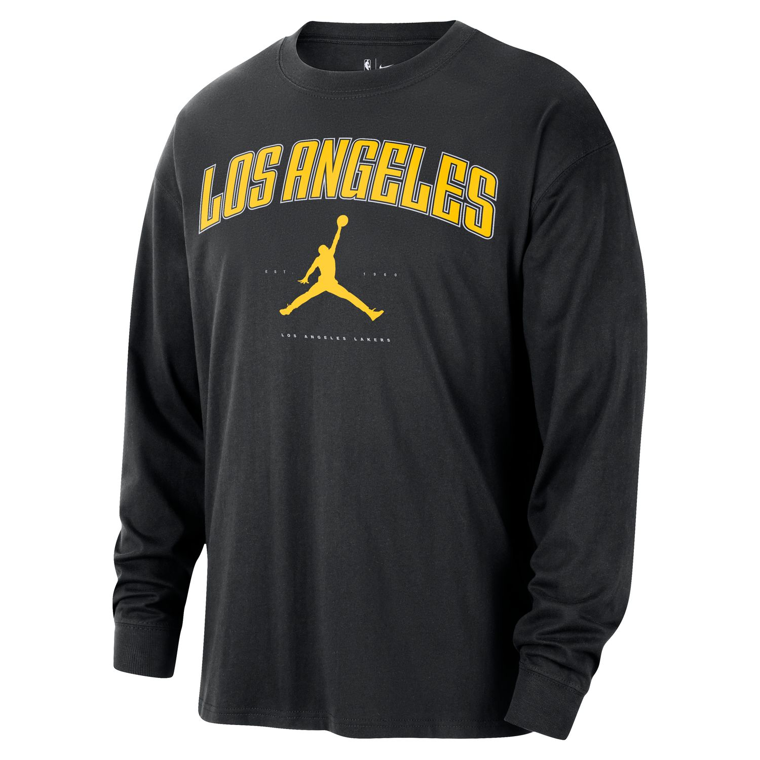 Jordan NBA Los Angeles Lakers Essential Long-Sleeve Tee Black - Pánské - Triko Jordan - Černé - HV5469-010 - Velikost: M