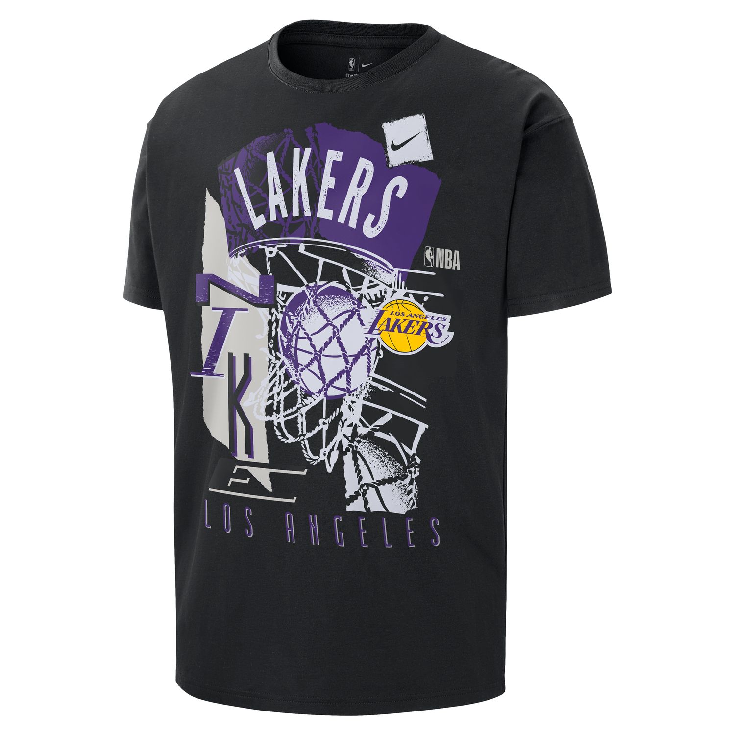 Nike NBA Los Angeles Lakers Courtside Vintage Tee - Pánské - Triko Nike - Černé - HV5643-010 - Velikost: L