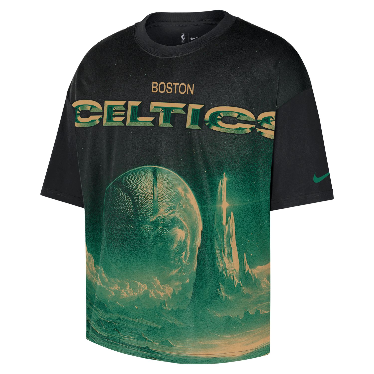 Levně Nike NBA Boston Celtics Courtside Boxy Tee Black - Pánské - Triko Nike - Černé - HV6242-010