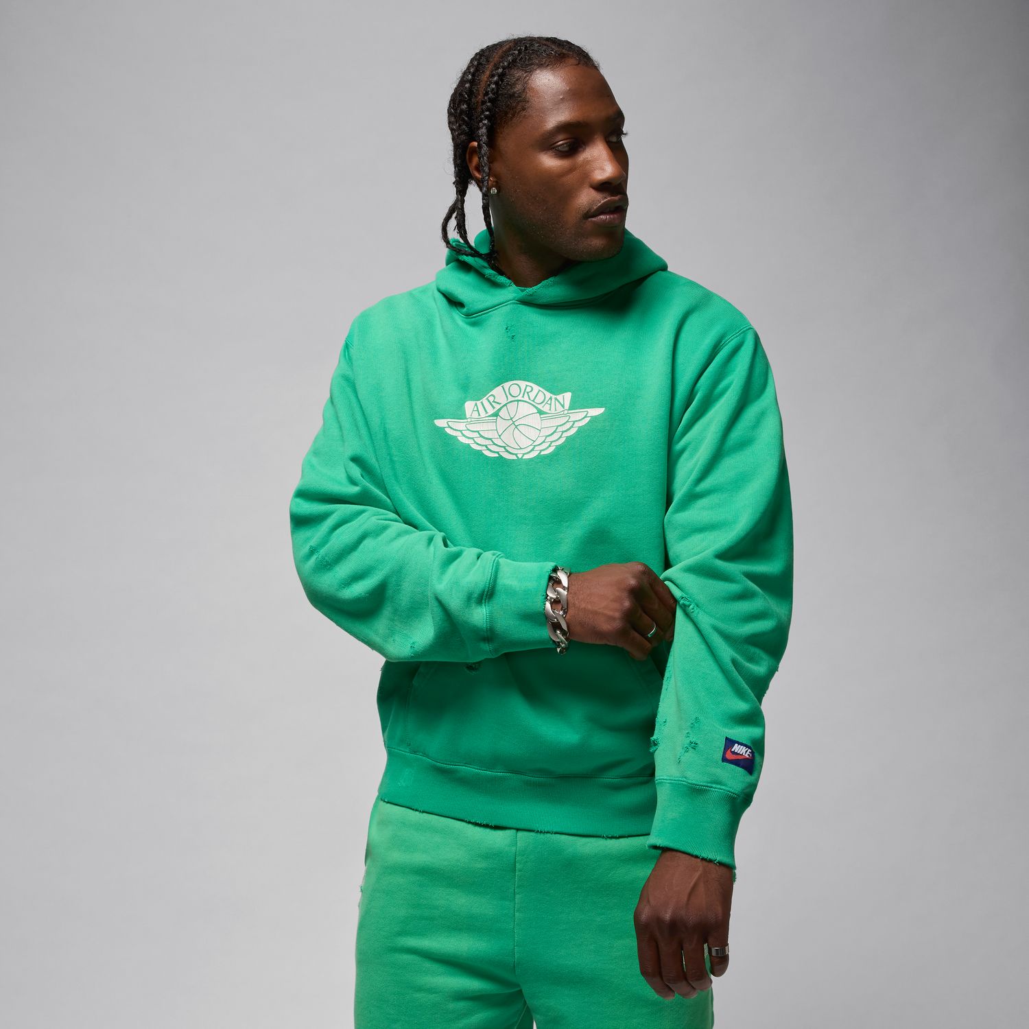 Jordan Rare Air Fleece Pullover Hoodie Stadium Green - Pánské - Mikina Jordan - Zelené - IB3003-324 - Velikost: 2XL