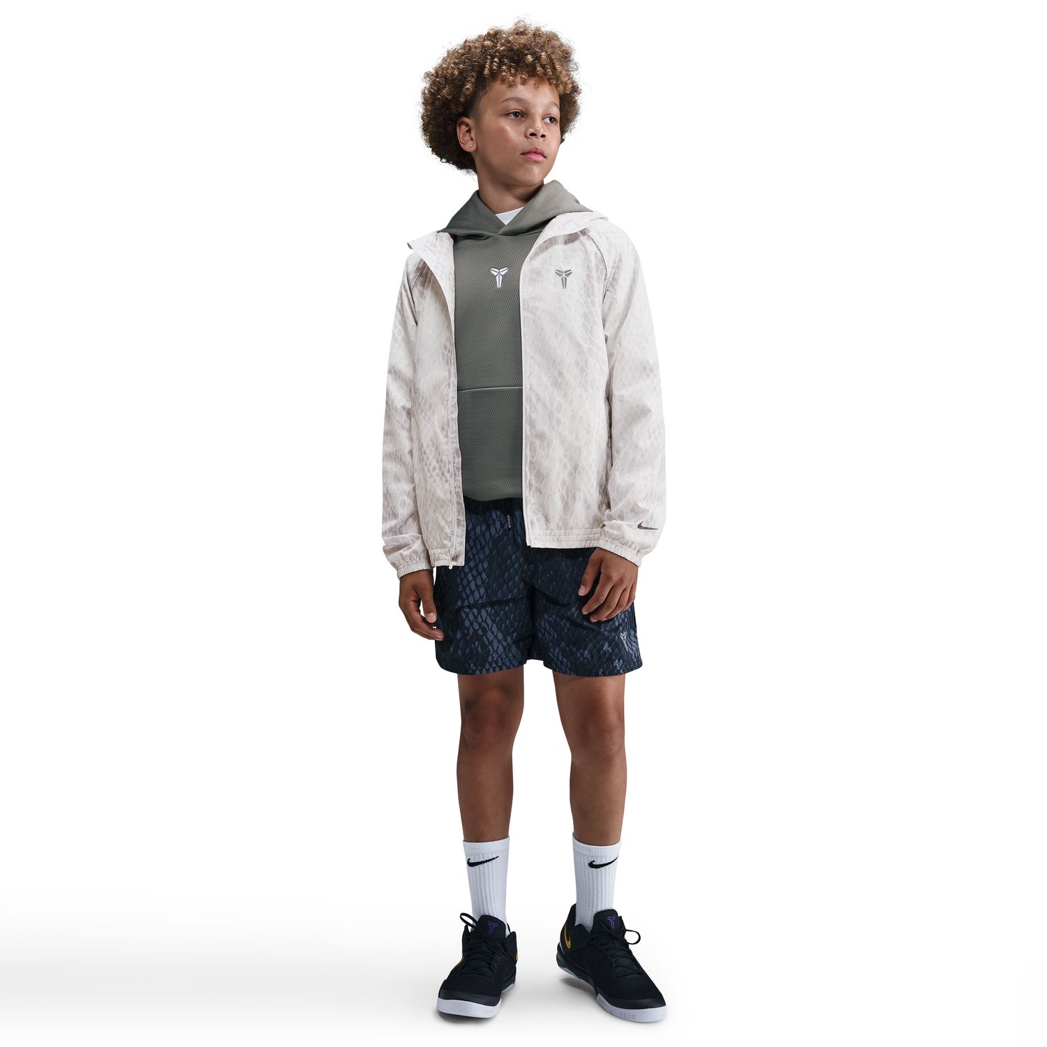Nike Kobe Big Kids' Lightweight Woven Jacket White - Dětské - Bunda Nike - Bílé - IB7083-100 - Velikost: XL