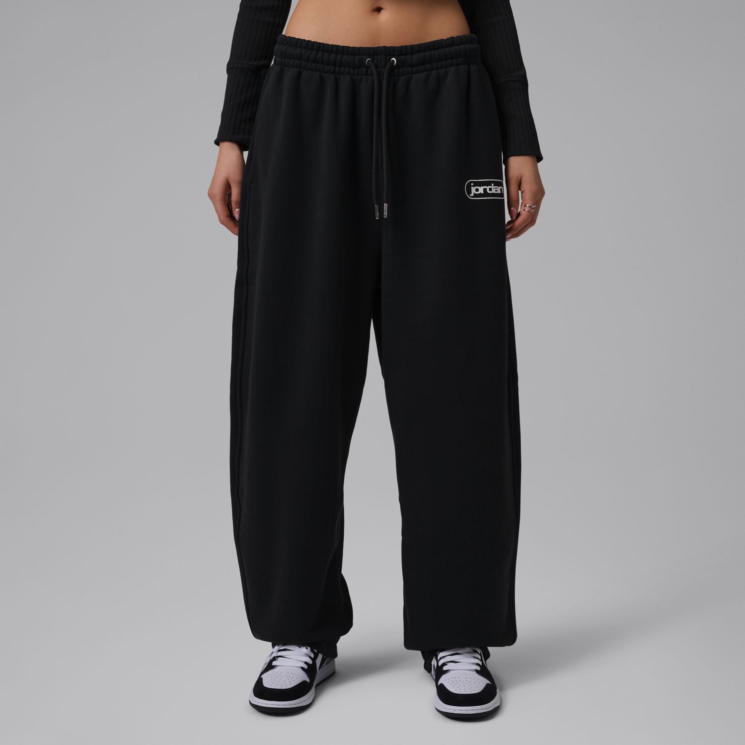 Jordan Flight Fleece Wmns Baggy Pants Black - Dámské - Kalhoty Jordan - Černé - IF1001-010 - Velikost: XS