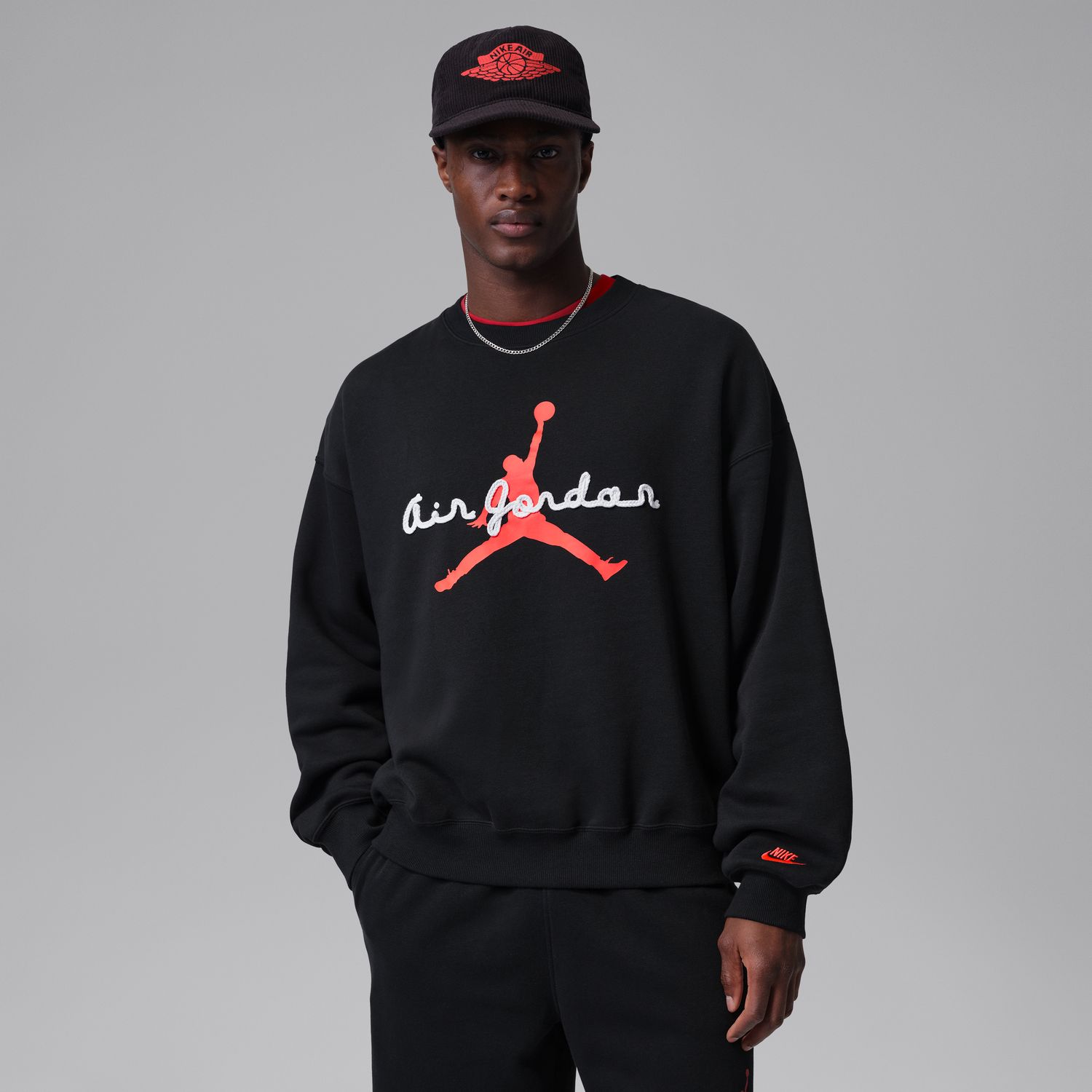 Jordan Brooklyn Fleece Crewneck Sweatshirt Black - Pánské - Mikina Jordan - Černé - IF1845-010 - Velikost: S