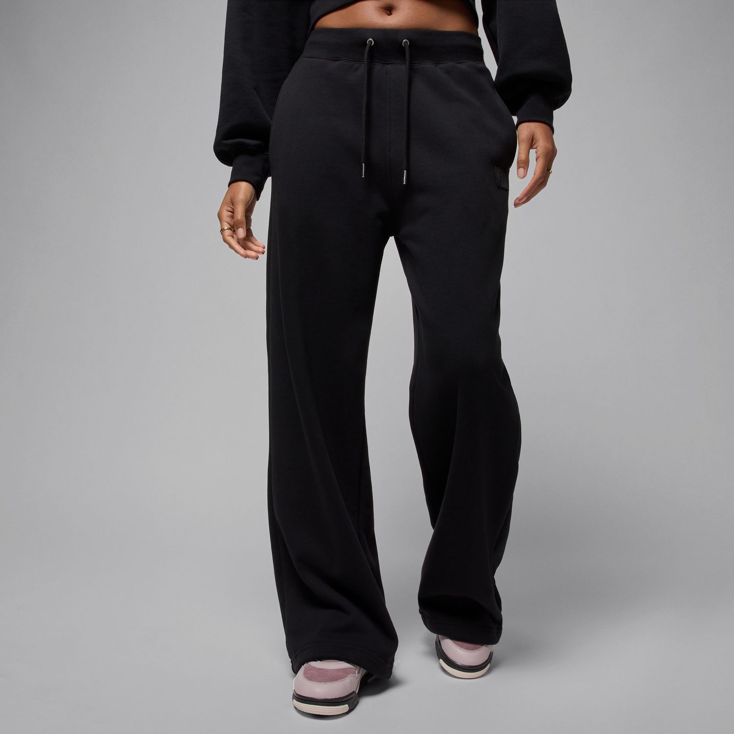 Jordan Flight Fleece Wmns French Terry Open-Hem Pants Black - Dámské - Kalhoty Jordan - Černé - IF3590-010 - Velikost: M