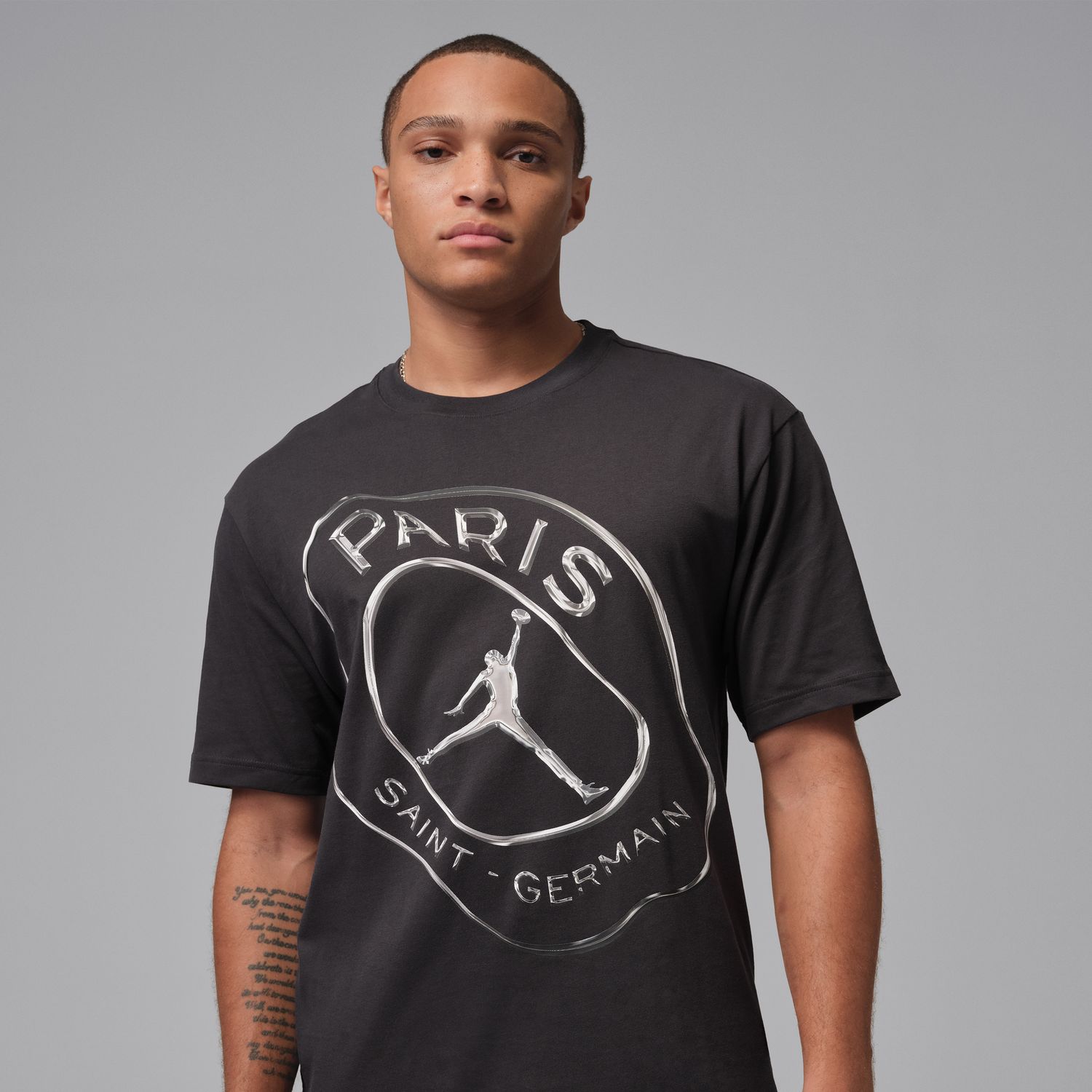 Levně Jordan Dri-FIT Paris Saint-Germain Practice Tee Oil Grey - Pánské - Triko Jordan - Šedé - IF3807-018