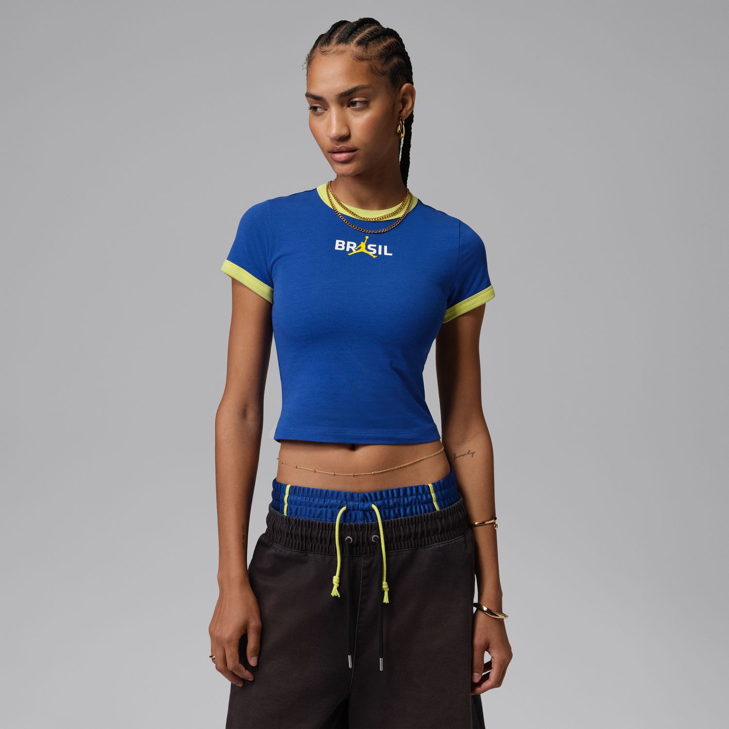 Levně Jordan Wmns Graphic Brazil Crewneck Shirt Old Royal - Dámské - Triko Jordan - Modré - IF3926-417