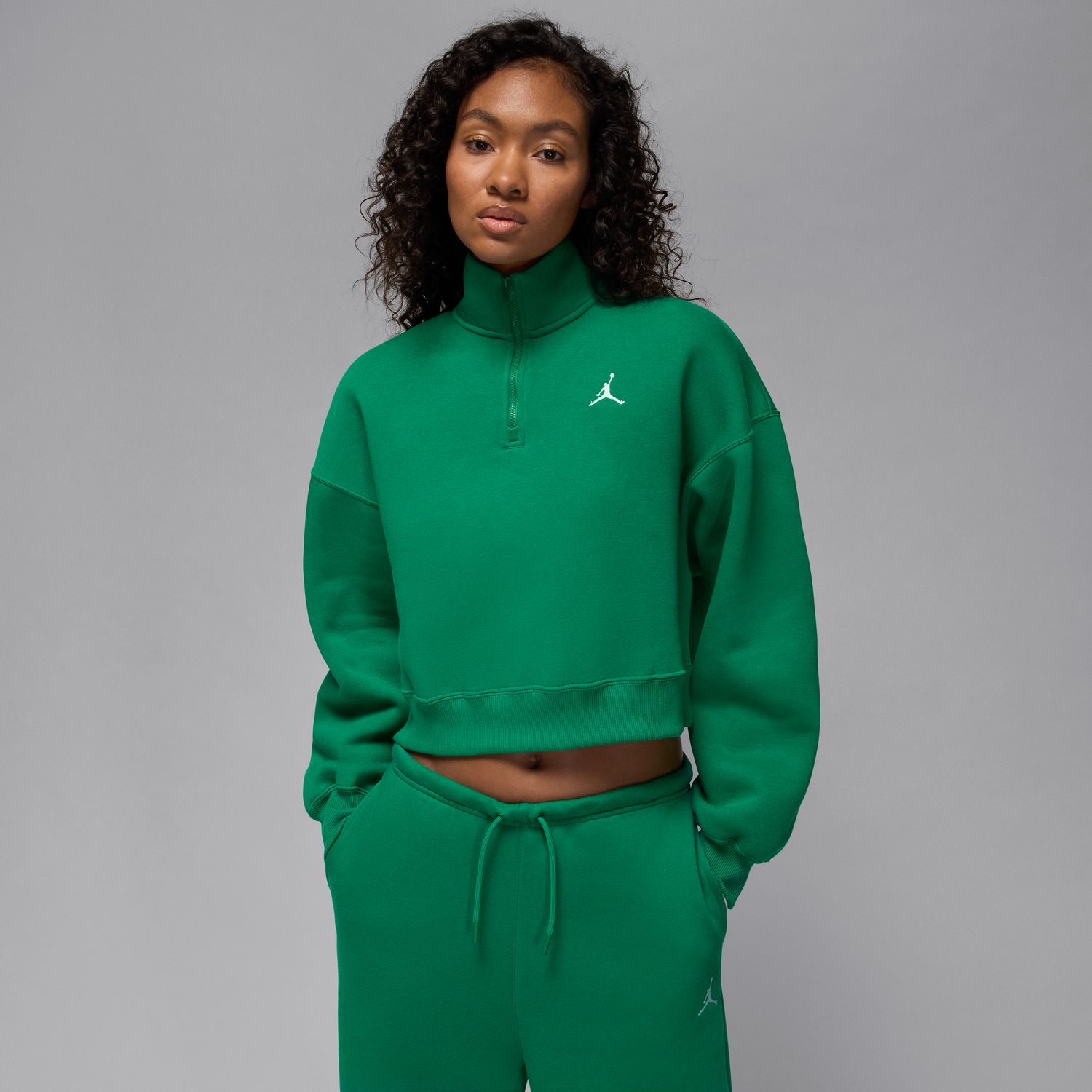 Jordan Brooklyn Fleece Wmns 1/4-Zip Top - Dámské - Mikina Jordan - Zelené - IH2391-365 - Velikost: L