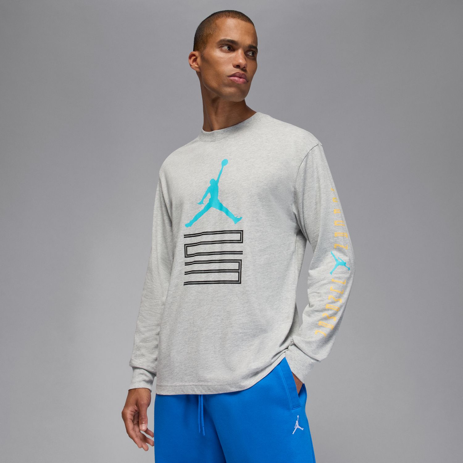 Jordan Brooklyn AJ11 Graphic Long-Sleeve Tee Grey Heather - Pánské - Triko Jordan - Šedé - IM6507-050 - Velikost: 2XL