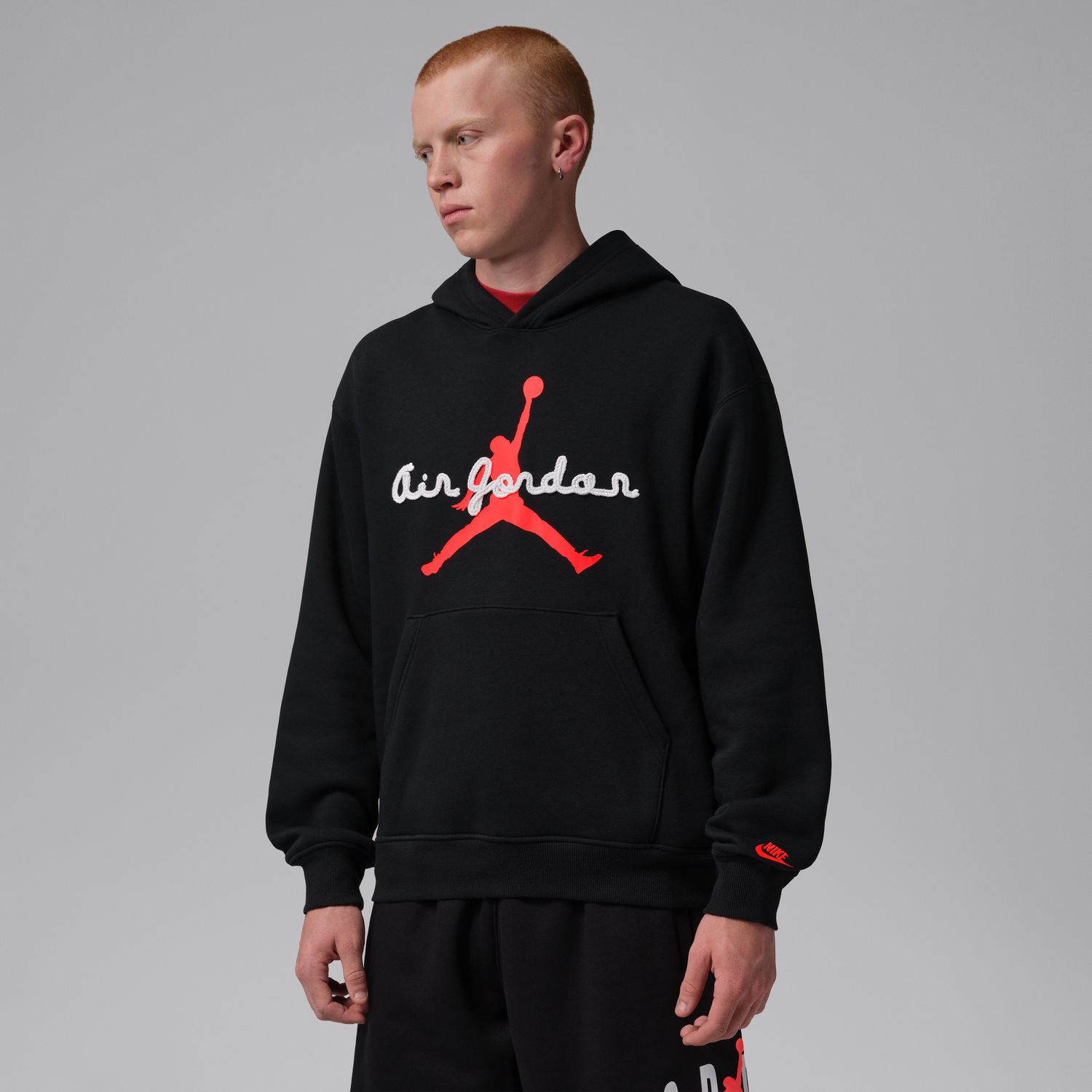 Jordan Brooklyn Fleece Pullover Hoodie Black - Pánské - Mikina Jordan - Černé - IQ0702-010 - Velikost: L
