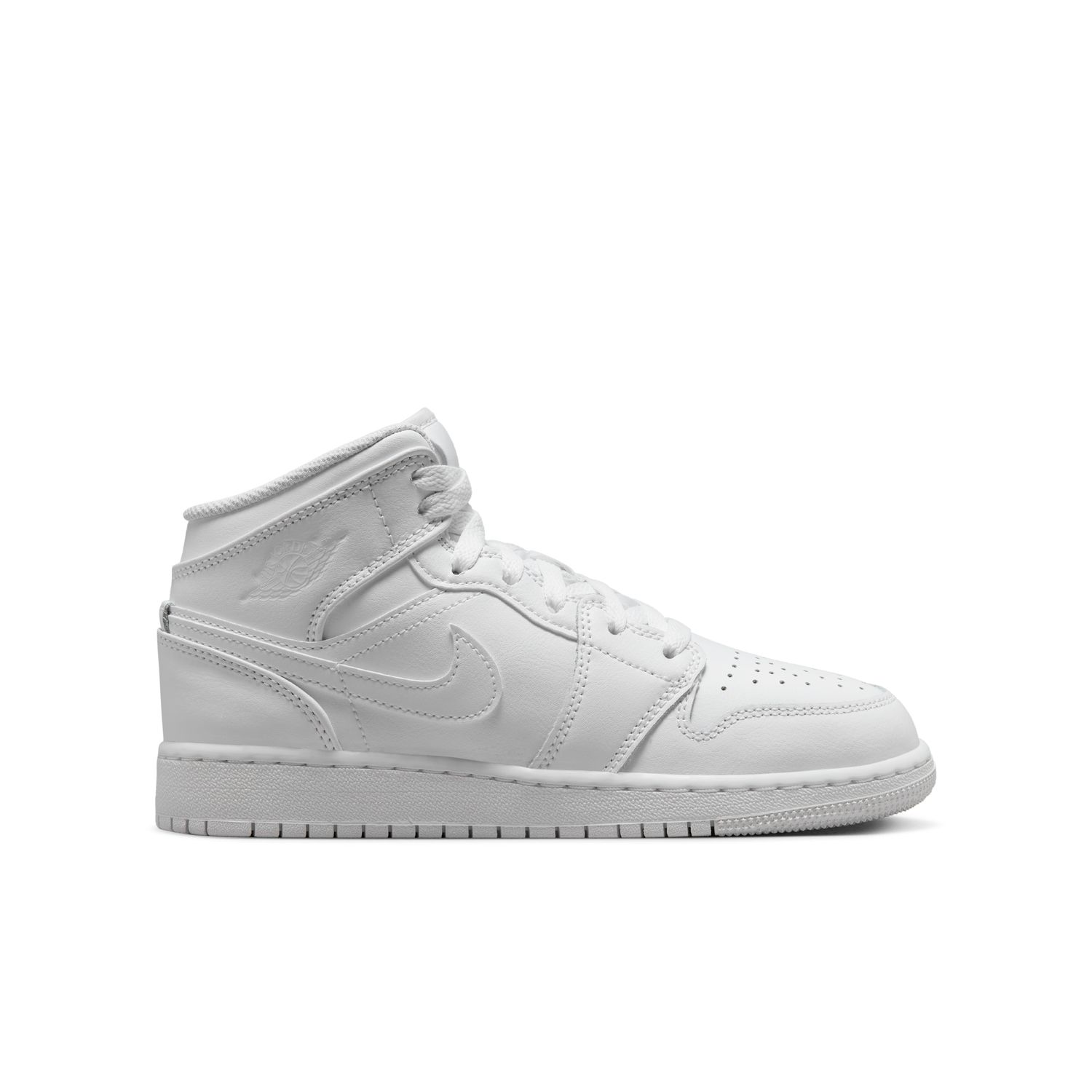 Air Jordan 1 Mid "Triple White" (GS) - Dětské - Tenisky Jordan - Bílé - 554725-136 - Velikost: 38