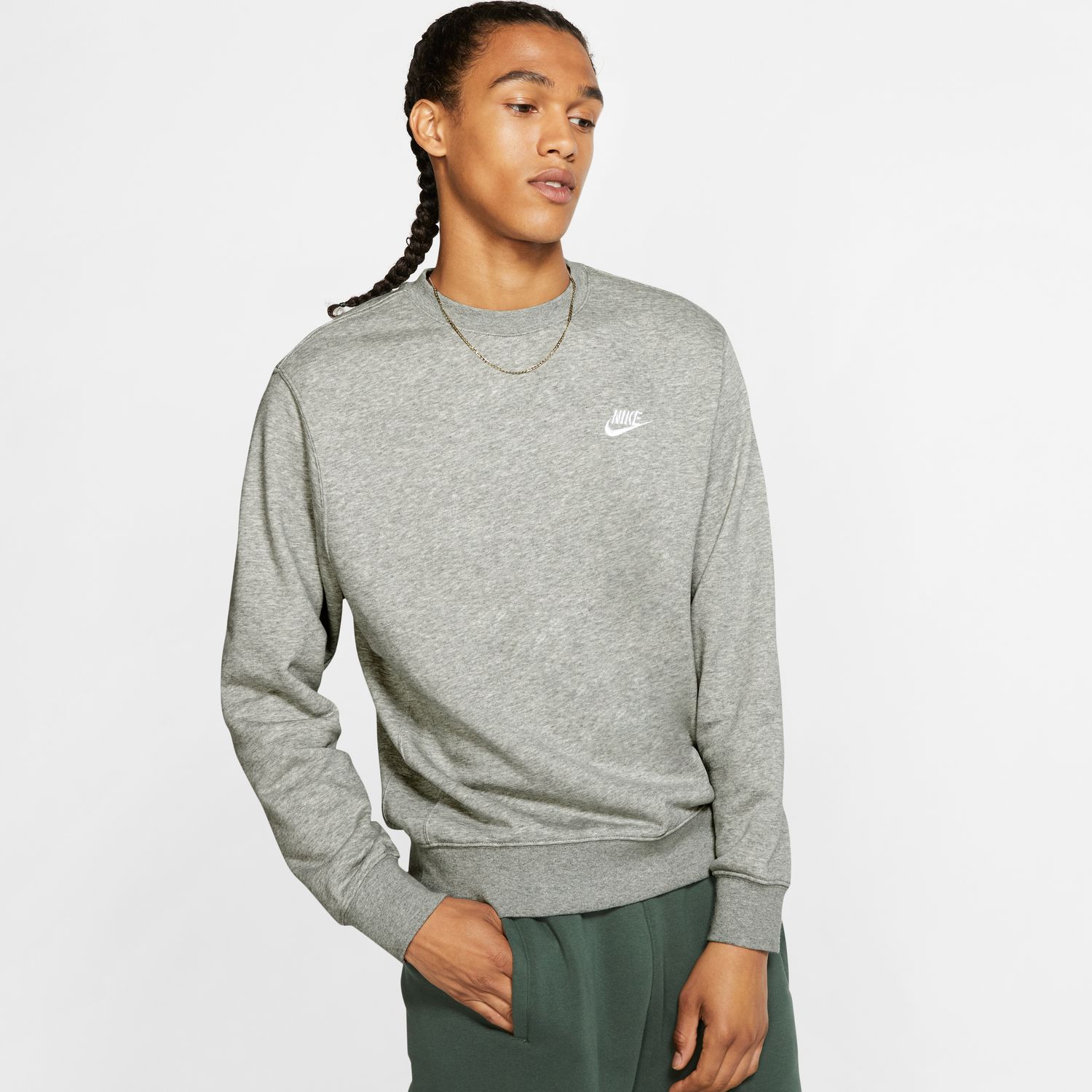 Nike Sportswear Club Crewneck Heather Grey - Pánské - Mikina Nike - Šedé - BV2666-063