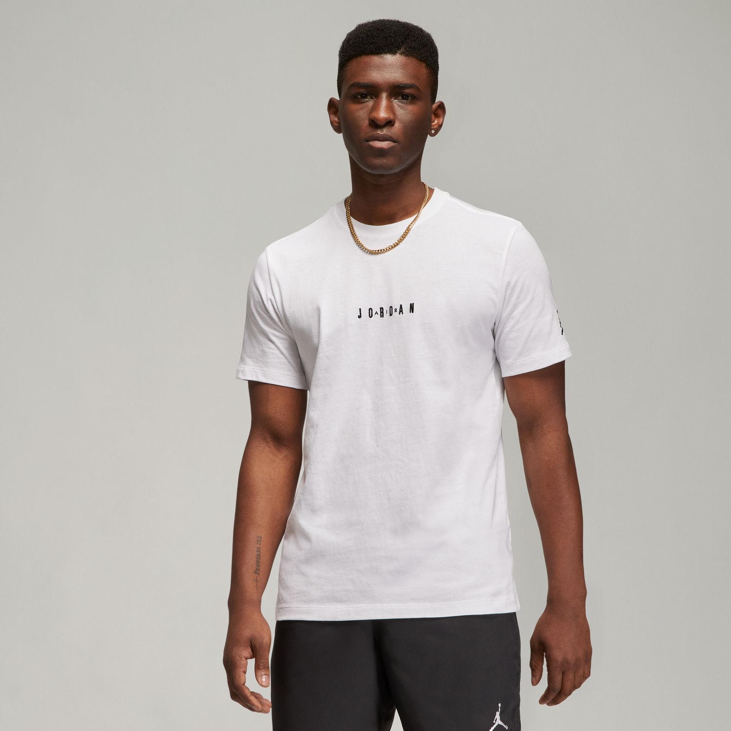Levně Jordan Air Embroidered Tee White - Pánské - Triko Jordan - Bílé - DM3182-100