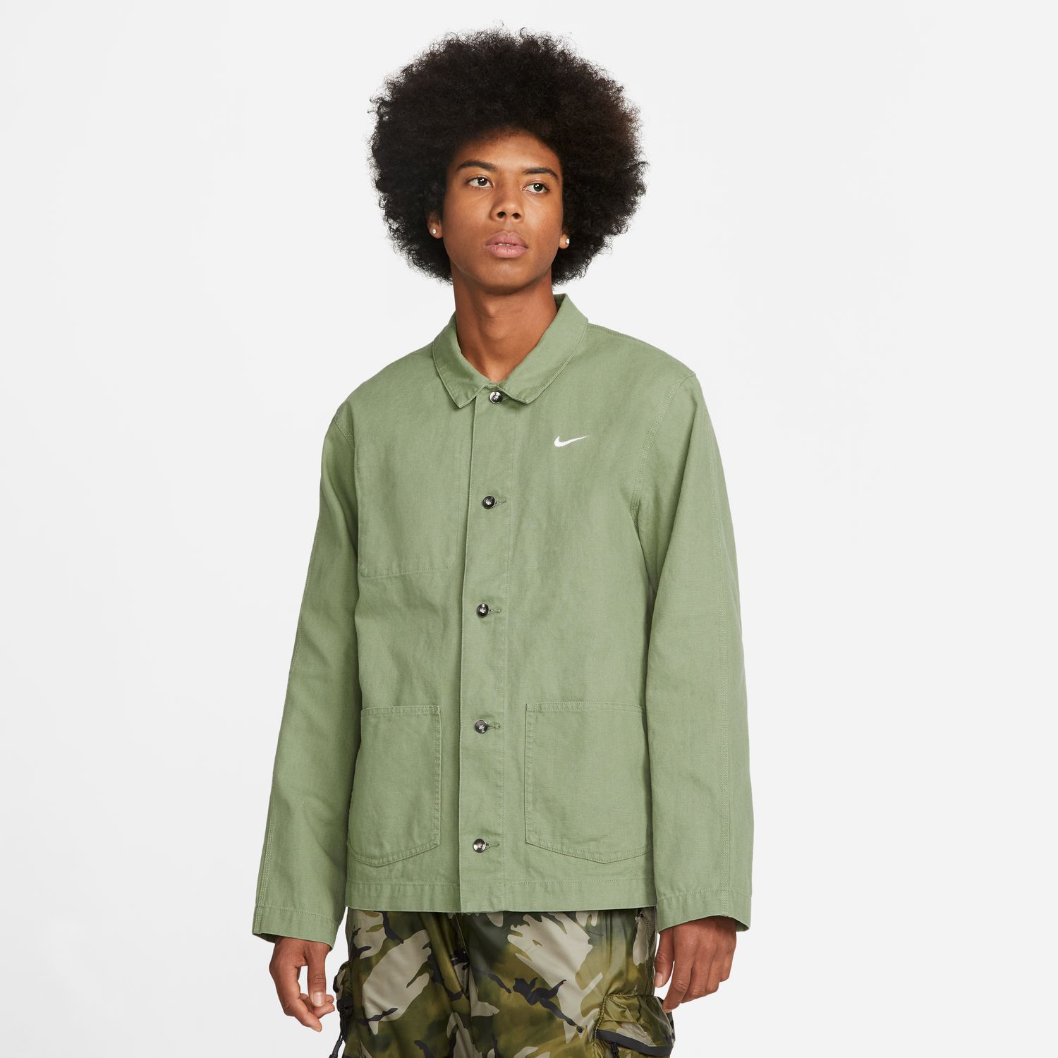 Nike Life Unlined Chore Coat Jacket Oil Green - Pánské - Bunda Nike - Zelené - DQ5184-386 - Velikost: 2XL