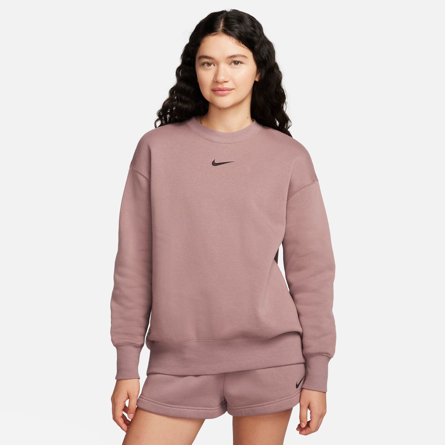 Nike Sportswear Phoenix Fleece Wmns Oversized Crewneck - Dámské - Mikina Nike - Hnědé - DQ5733-208 - Velikost: L