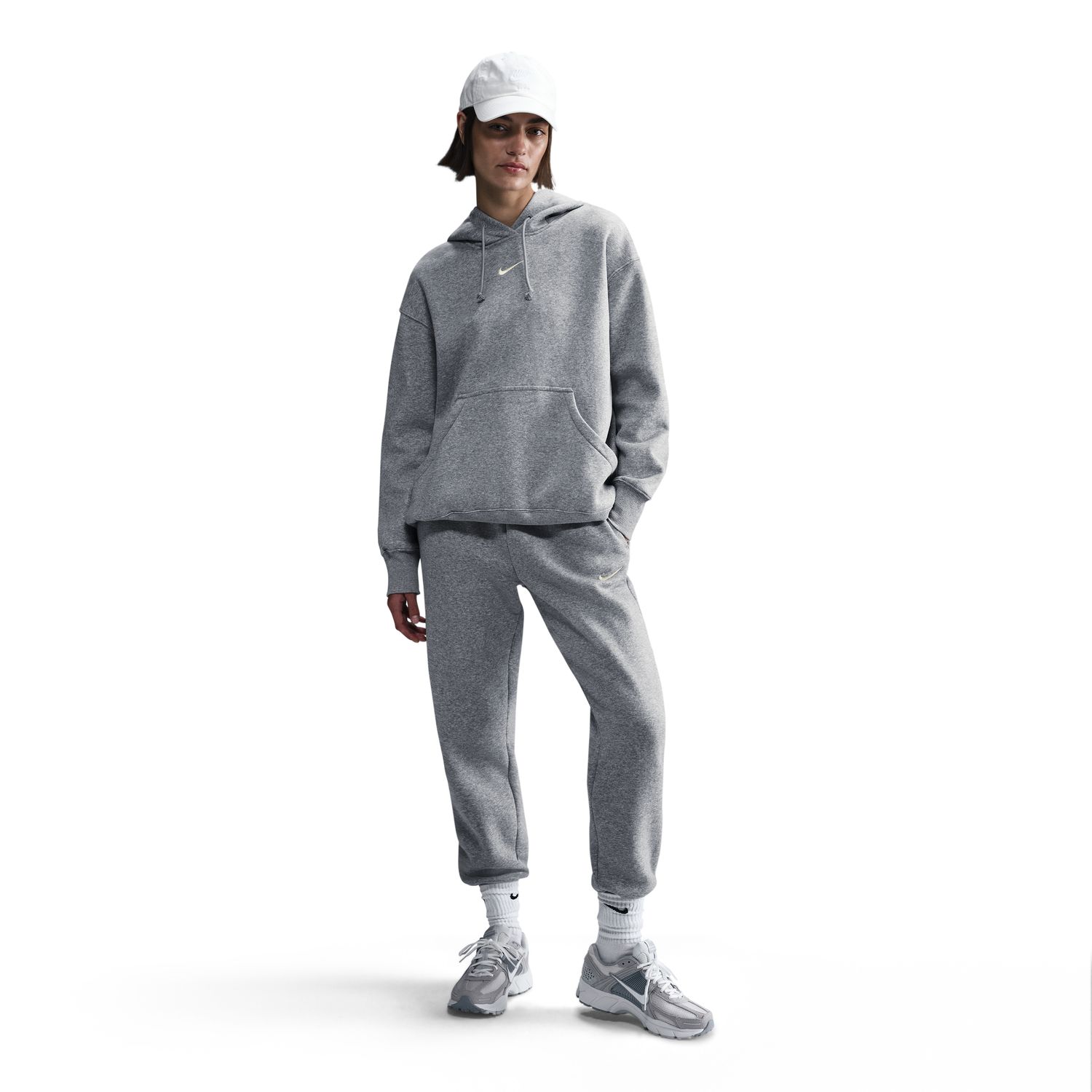 Nike Sportswear Phoenix Fleece Wmns Oversized Pullover Hoodie Heather Grey - Dámské - Mikina Nike - Šedé - DQ5860-063 - Velikost: XL