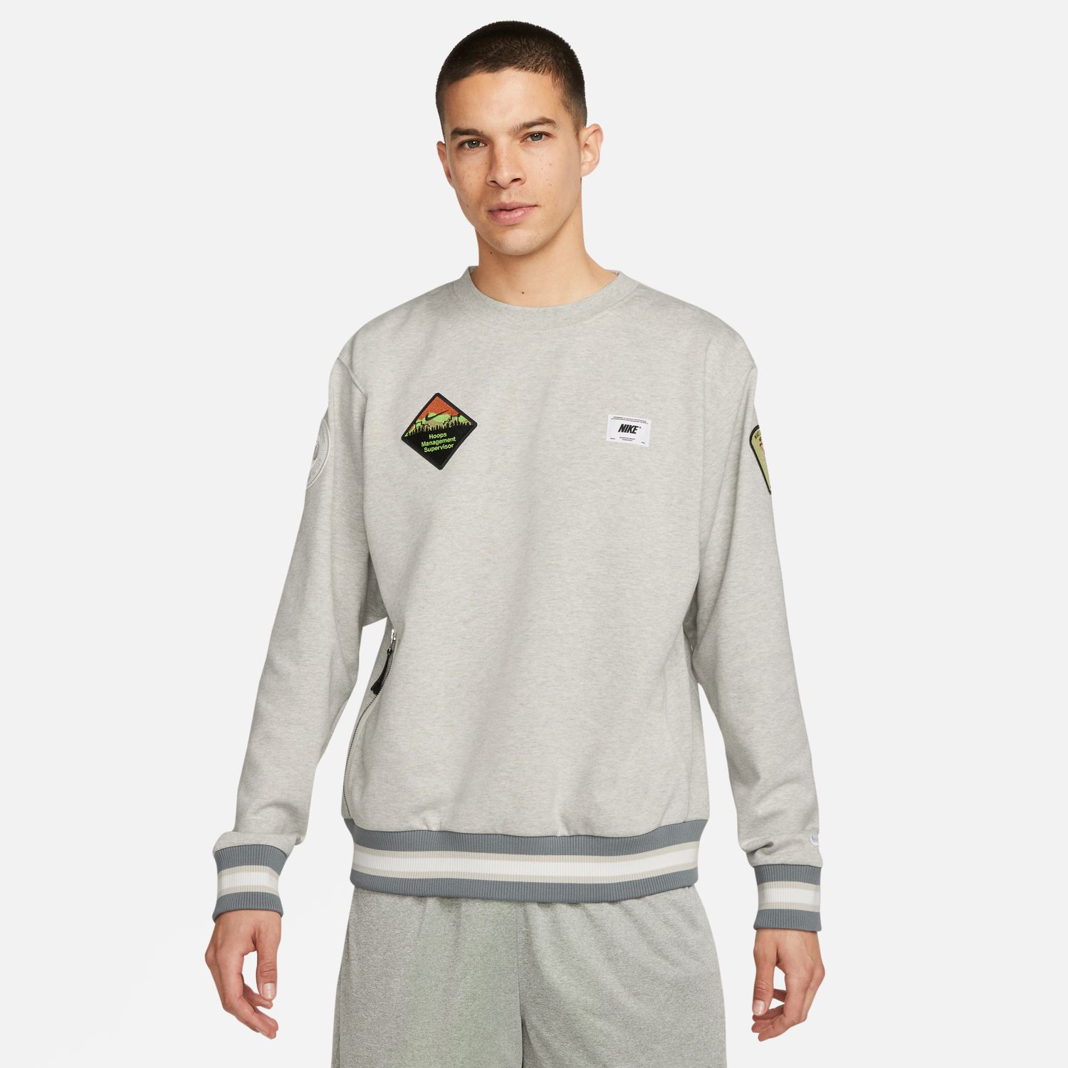 Nike Dri-FIT Standard Issue Basketball Crewneck - Pánské - Mikina Nike - Šedé - DX0446-050 - Velikost: M