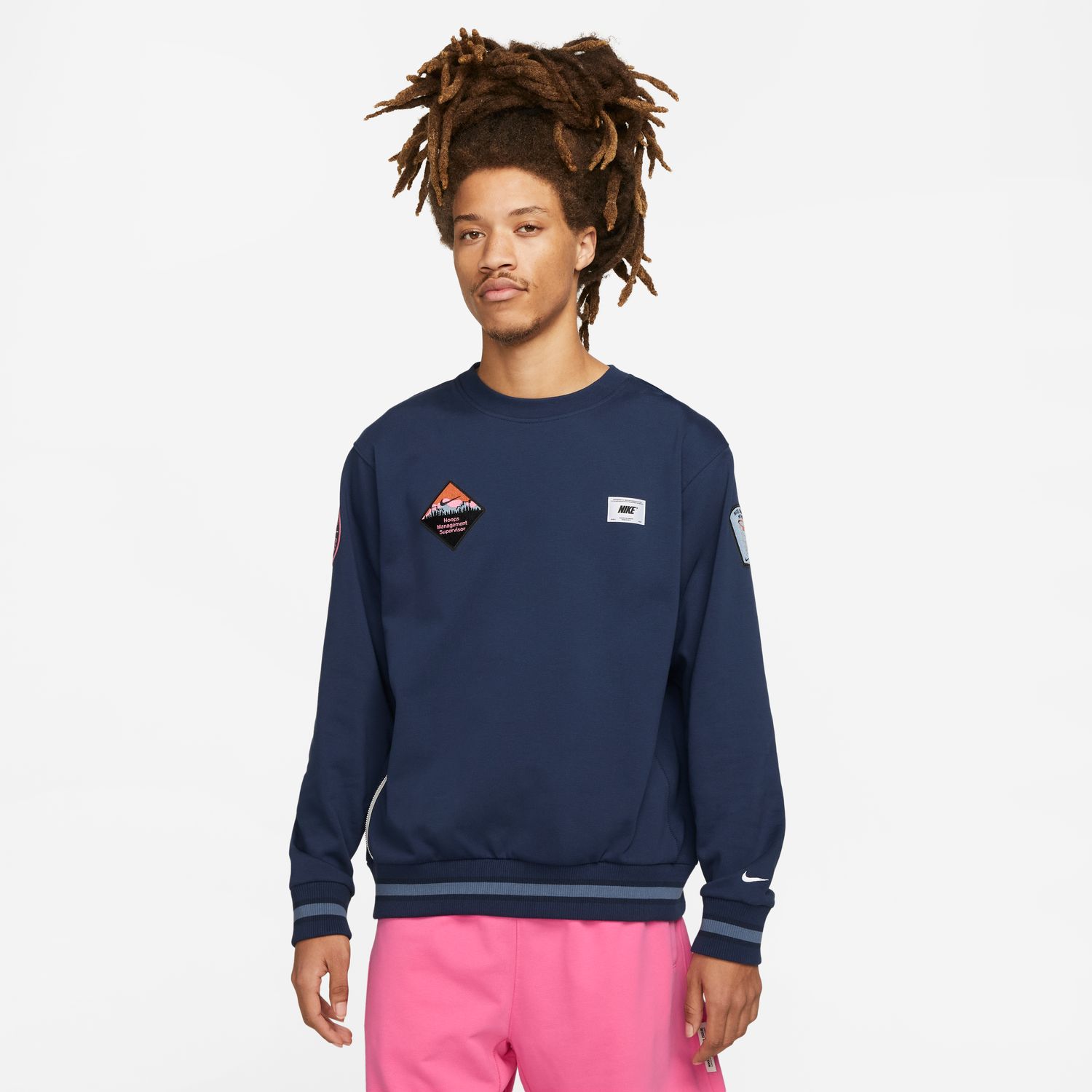 Levně Nike Dri-FIT Standard Issue Basketball Crewneck Midnight Navy - Pánské - Mikina Nike - Modré - DX0446-410