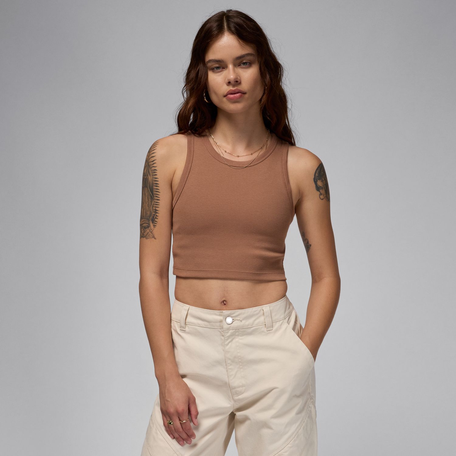 Jordan Wmns Tank Top Archaeo Brown - Dámské - Triko Jordan - Hnědé - DX4700-223 - Velikost: S