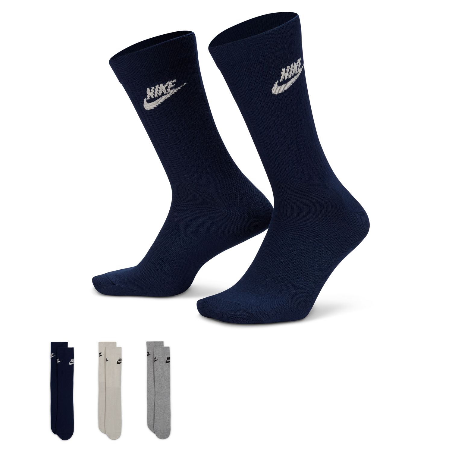 Nike Sportswear Everyday Essential Crew 3-Pack Socks Multi-Color - Unisex - Ponožky Nike - Vícebarevné - DX5025-903 - Velikost: S