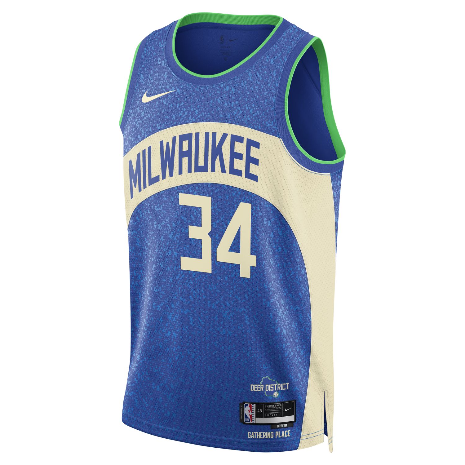 Levně Nike Dri-FIT NBA Milwaukee Bucks Giannis Antetokounmpo City Edition 23/24 Swingman Jersey - Pánské - Dres Nike - Modré - DX8509-407