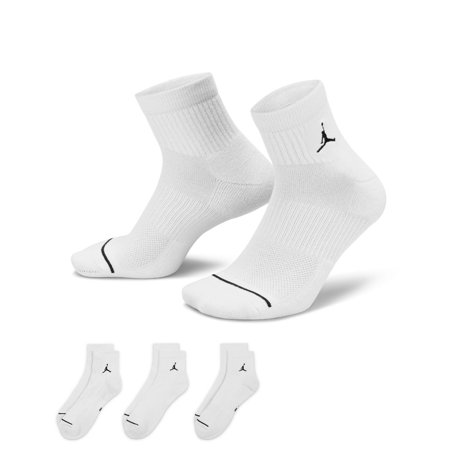 Jordan Everyday Ankle Socks 3-Pack White - Unisex - Ponožky Jordan - Bílé - DX9655-100 - Velikost: L