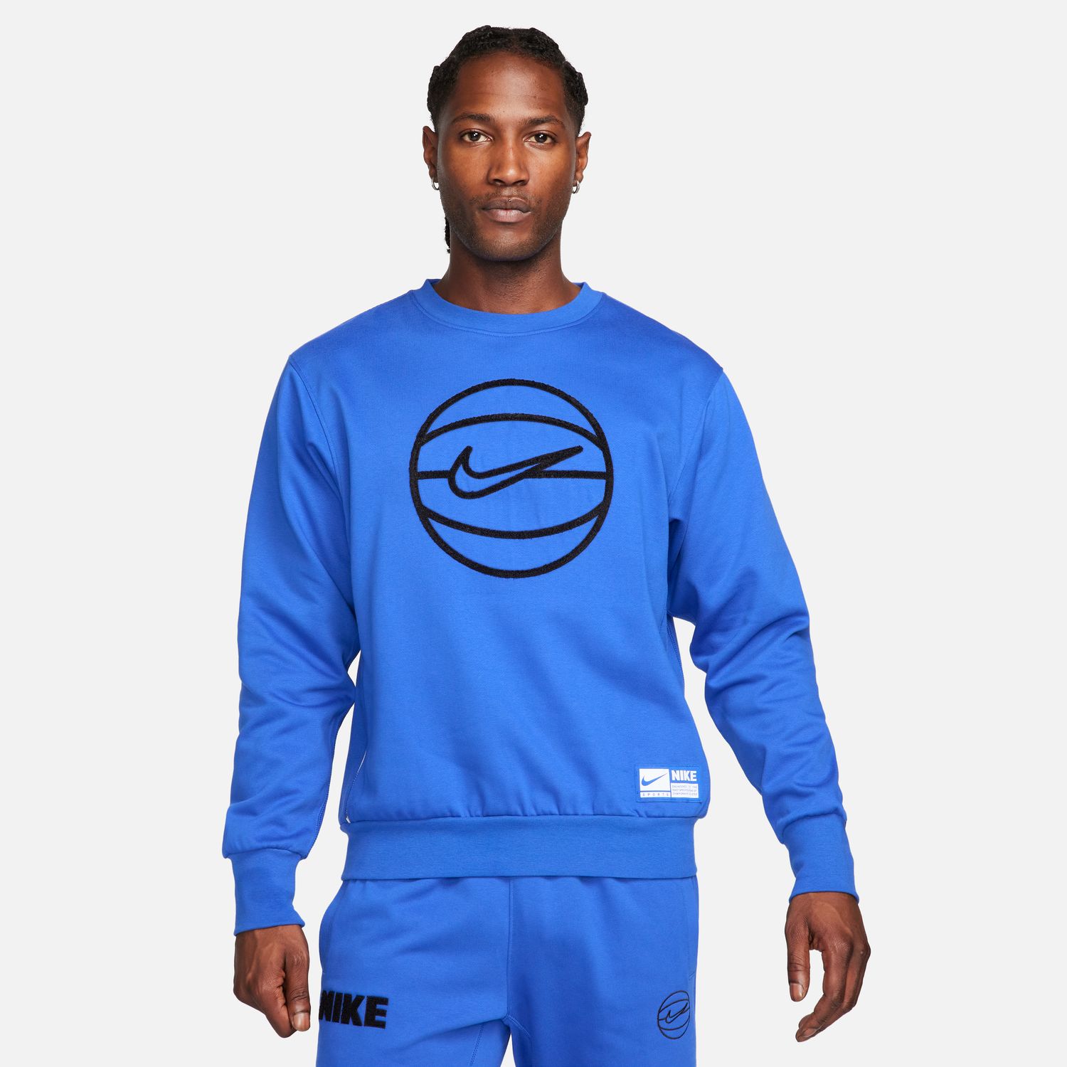 Nike Dri-FIT Standard Issue Basketball Crewneck Game Royal - Pánské - Mikina Nike - Modré - FB7121-480 - Velikost: M