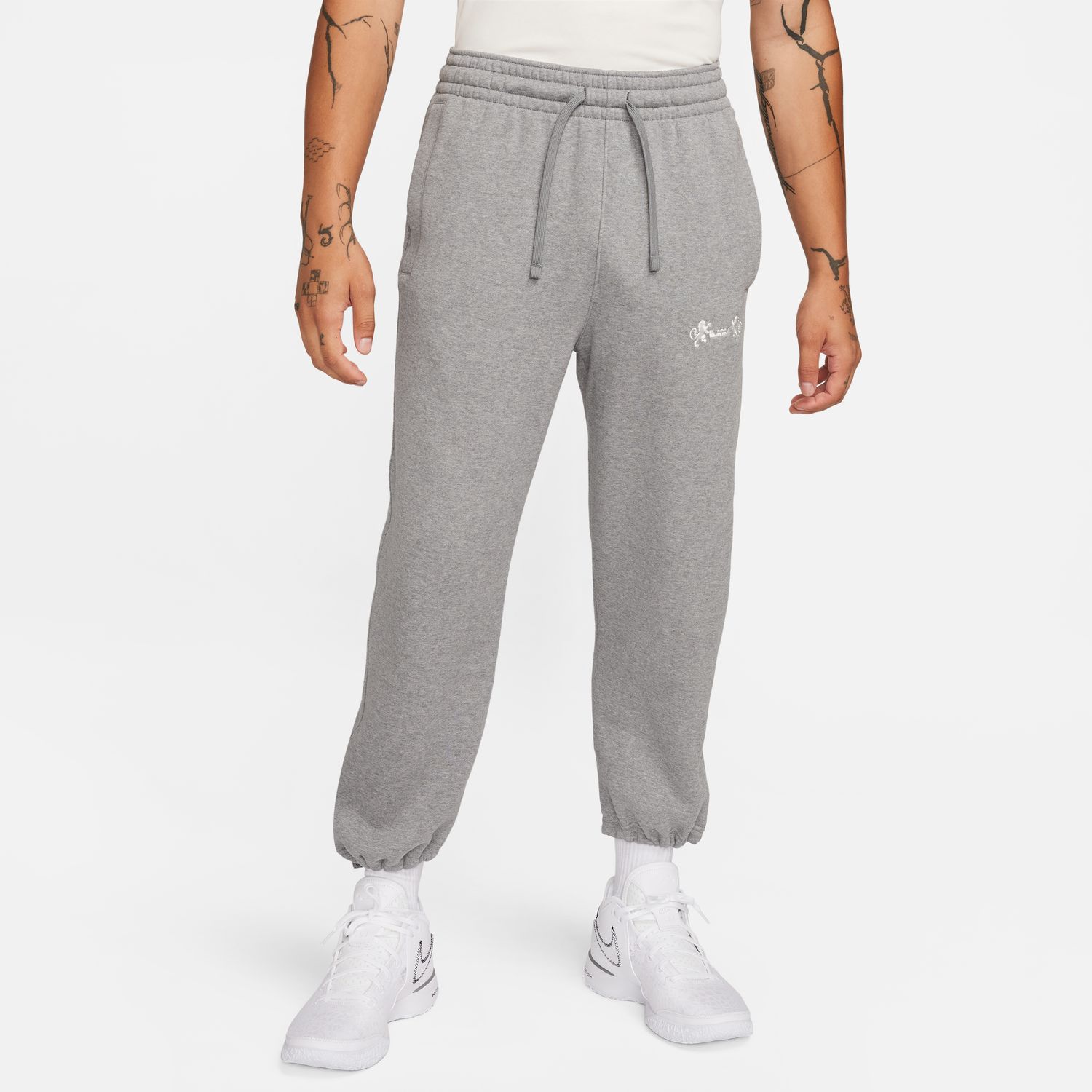 Nike LeBron Open Hem Fleece Pants Carbon Heather - Pánské - Kalhoty Nike - Šedé - FB7127-091 - Velikost: 2XL
