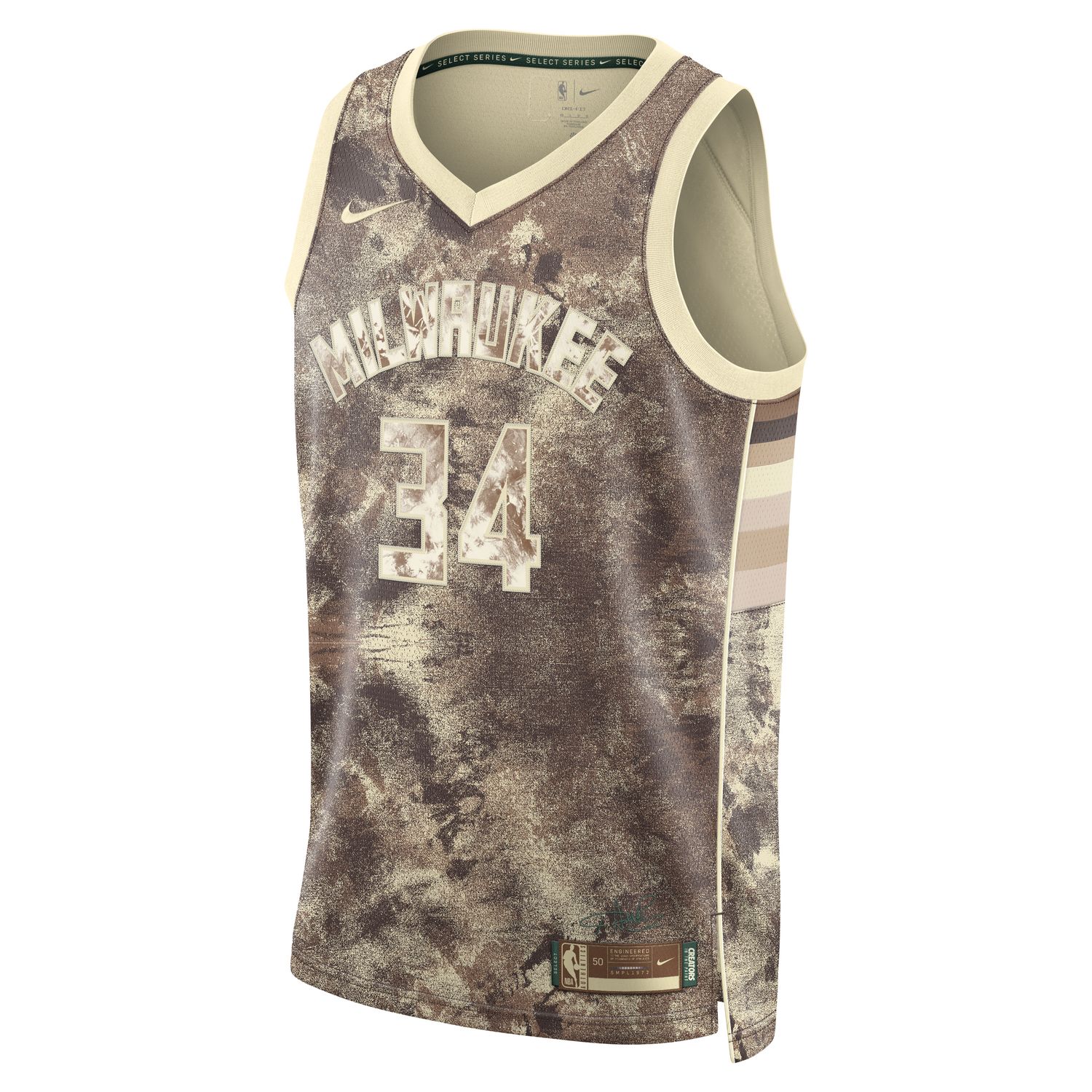 Nike Dri-FIT Giannis Antetokounmpo Milwaukee Bucks 2022/23 Select Series Swingman Jersey Flat Opal - Pánské - Dres Nike - Hnědé - FD4095-280 - Velikos