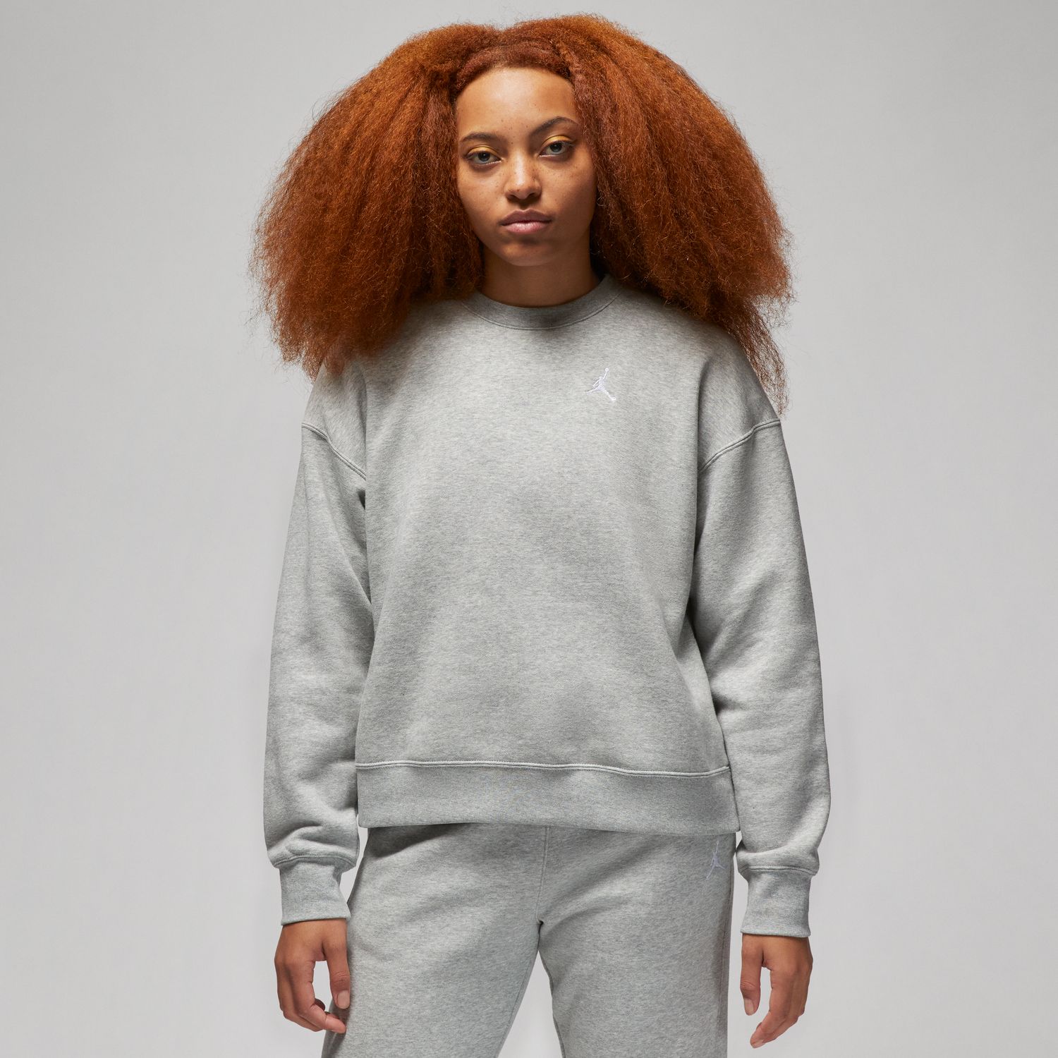 Jordan Brooklyn Fleece Wmns Crewneck Heather Grey - Dámské - Mikina Jordan - Šedé - FN4491-063