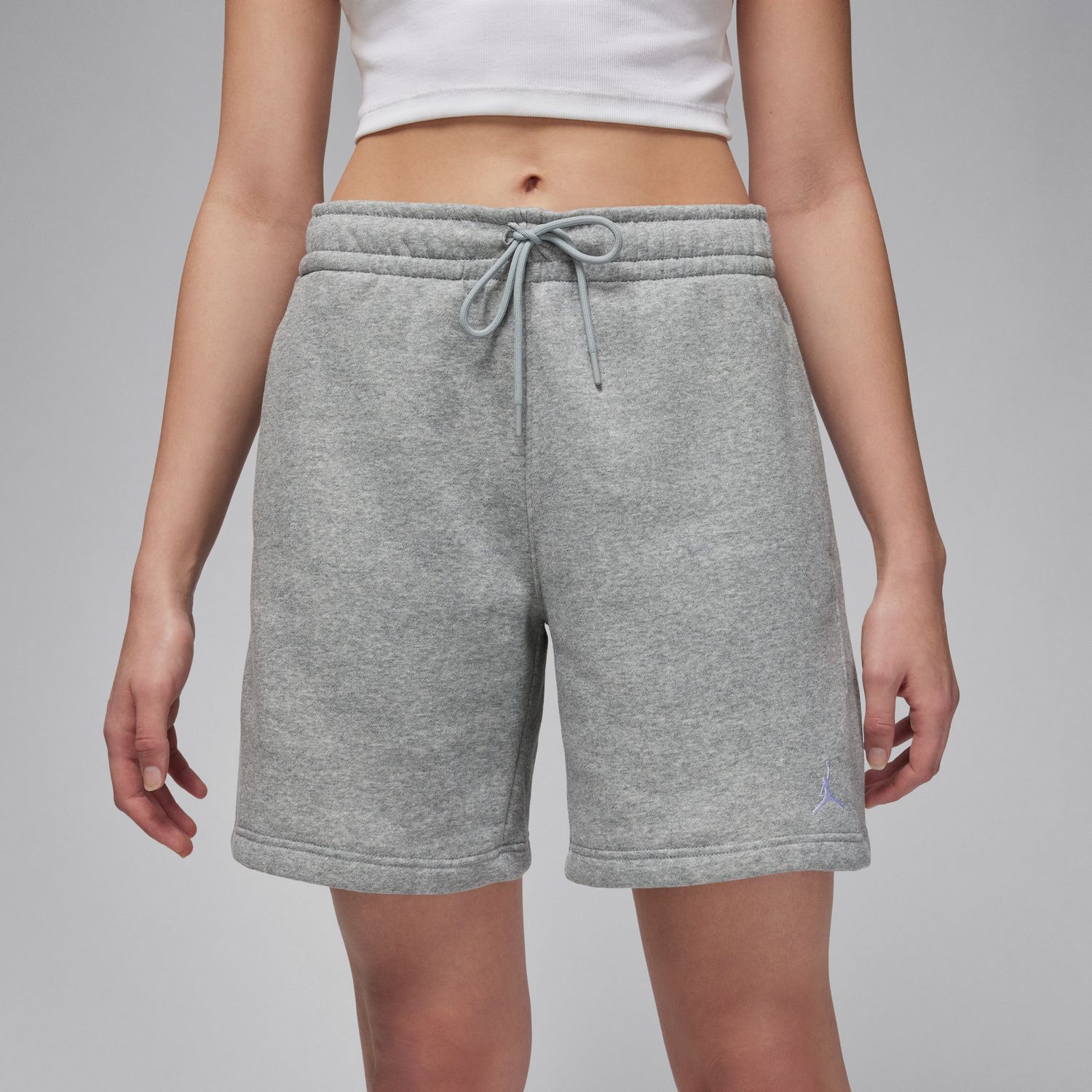 Jordan Brooklyn Fleece Wmns Shorts Heather Grey - Dámské - Kraťasy Jordan - Šedé - FN4497-063 - Velikost: L