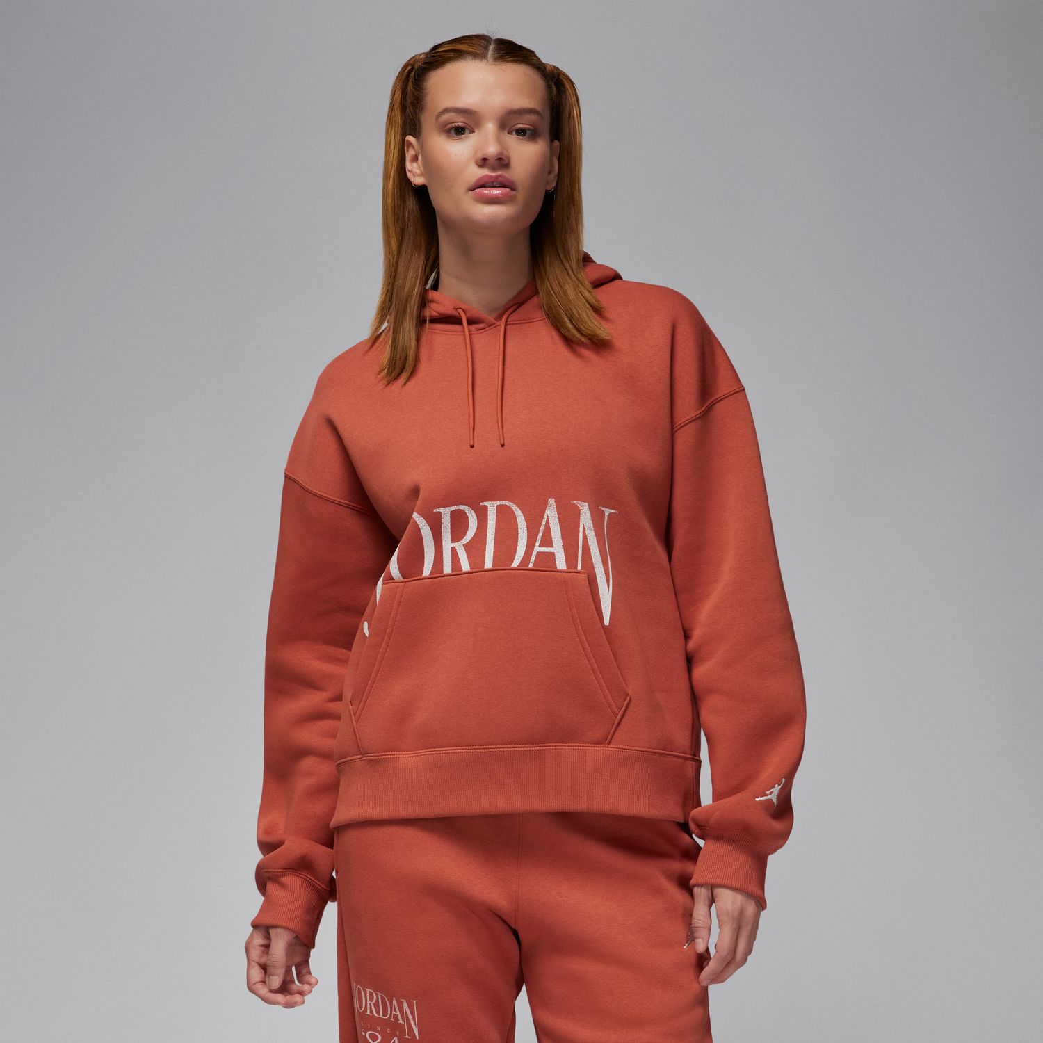 Jordan Brooklyn Fleece Wmns Pullover Hoodie Dusty Peach - Dámské - Mikina Jordan - Hnědé - FN5434-209 - Velikost: XL