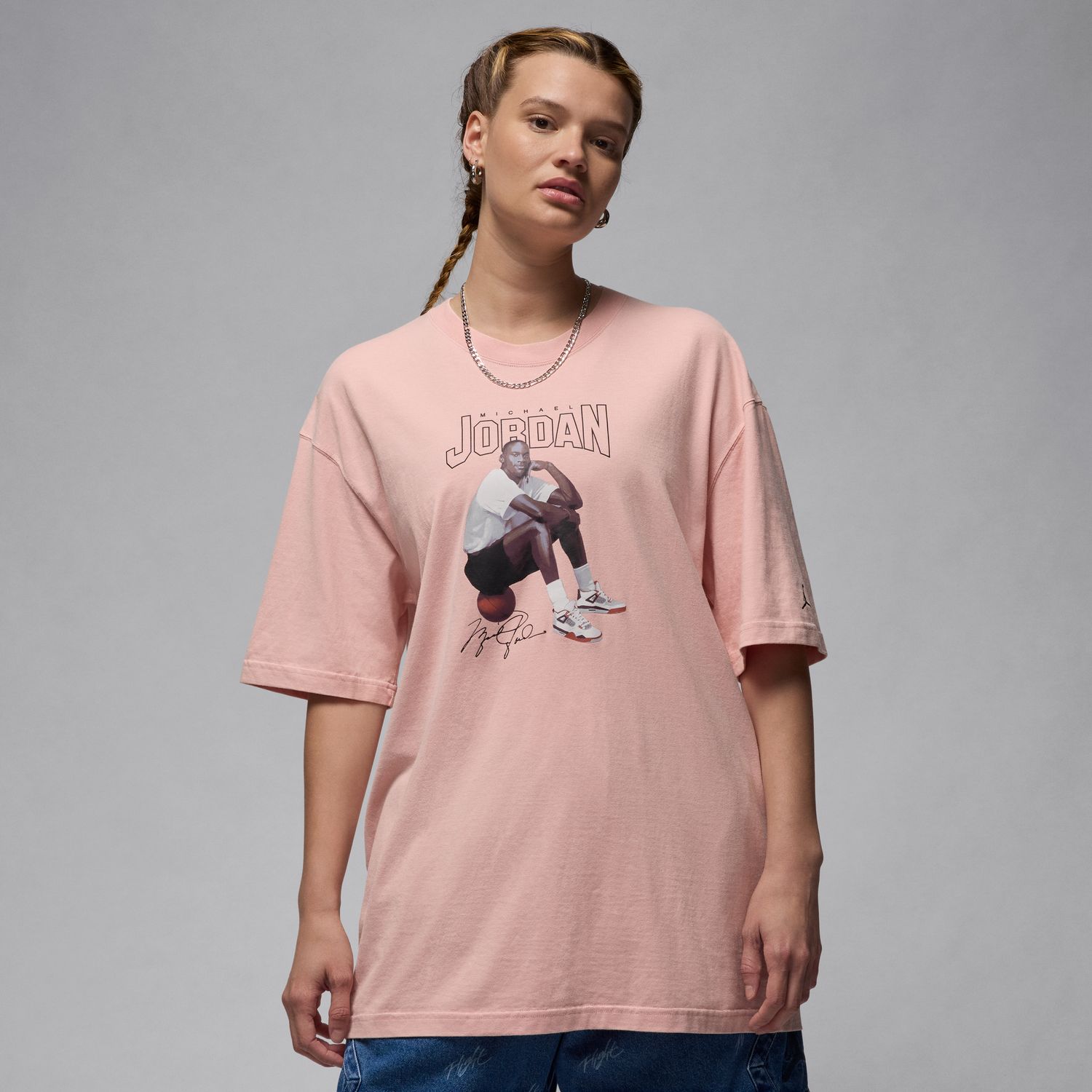Jordan Wmns Oversized Graphic Tee Pink Glaze - Dámské - Triko Jordan - Růžové - FN5703-607 - Velikost: L