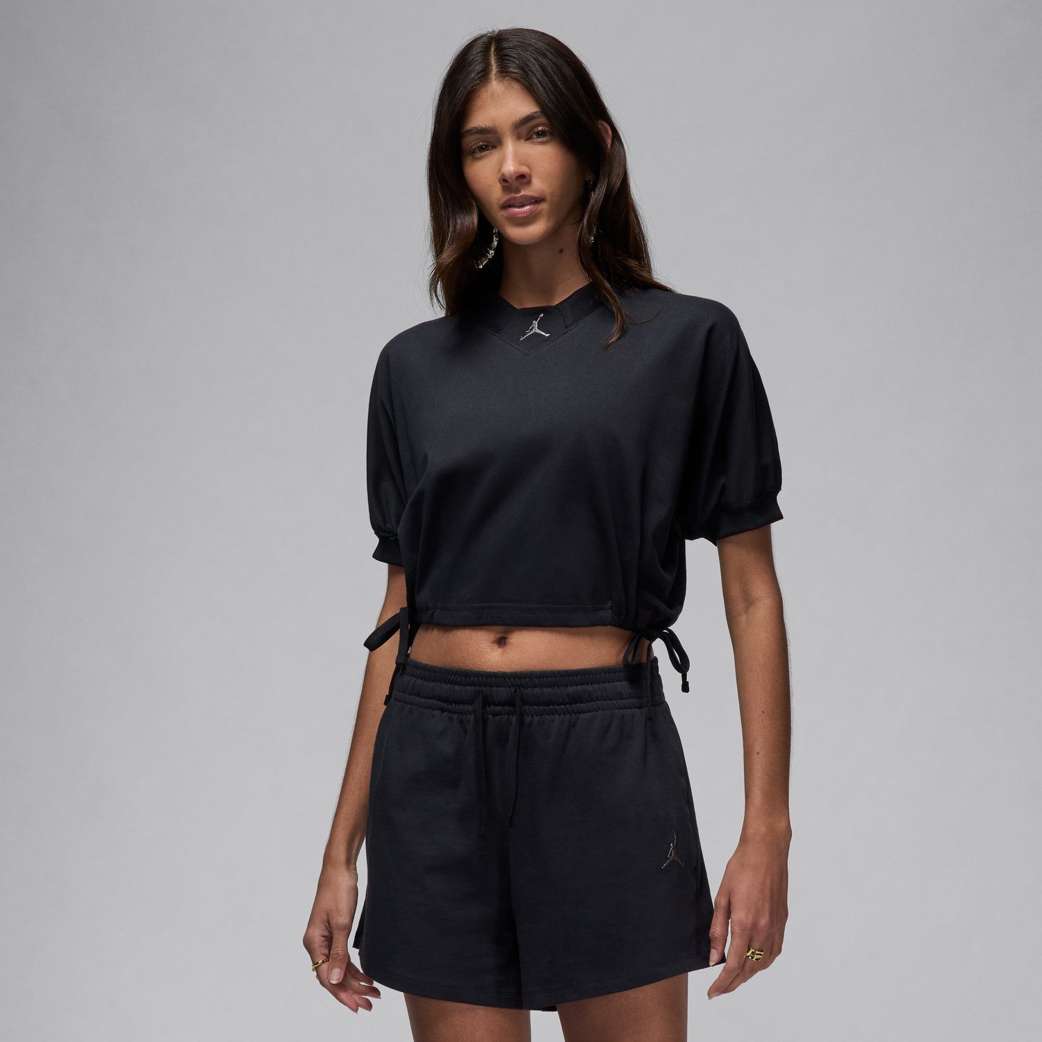 Jordan Wmns Knit Cropped Top Black - Dámské - Triko Jordan - Černé - FN5727-010 - Velikost: M