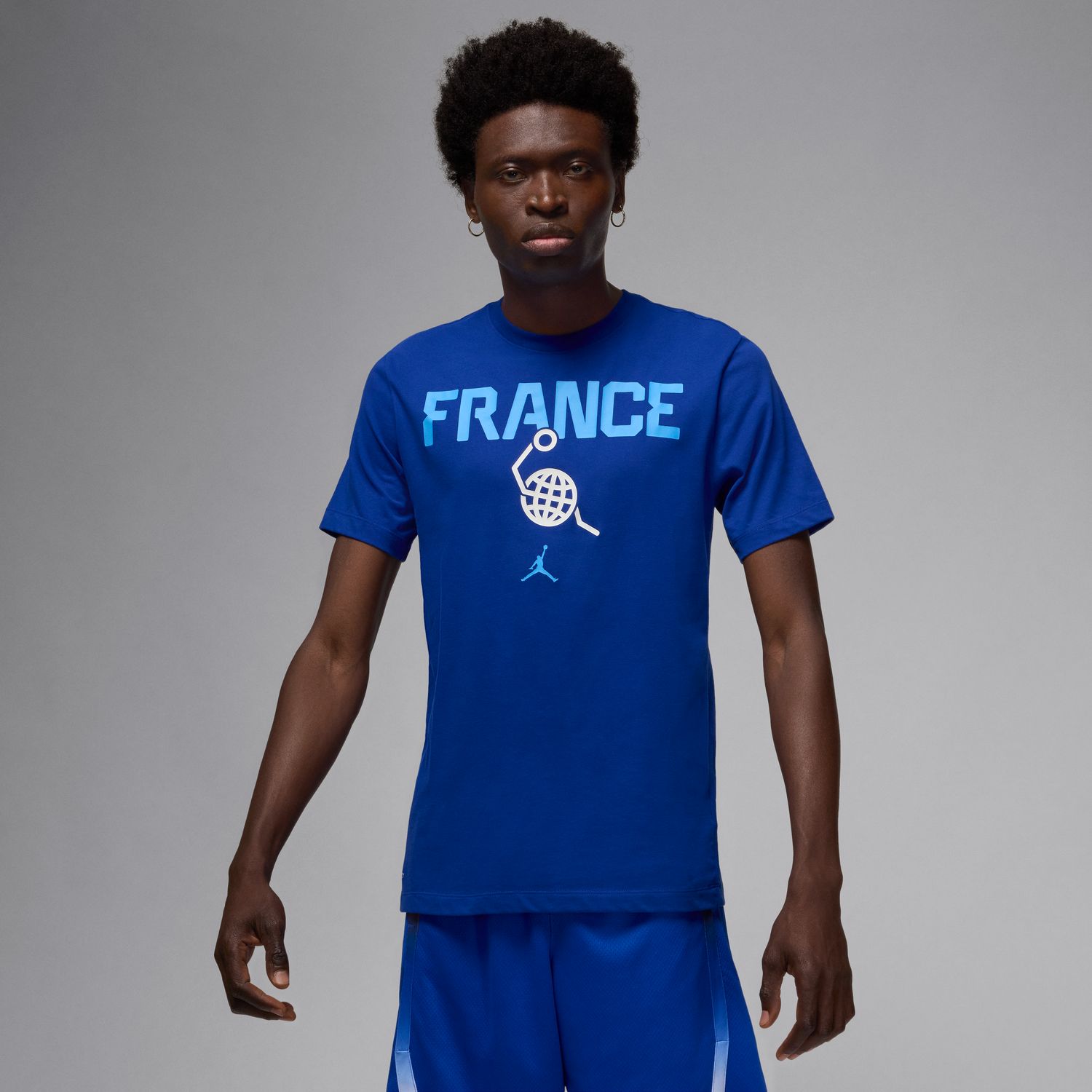 Jordan Dri-FIT France Basketball Tee - Pánské - Triko Jordan - Modré - FQ3663-417 - Velikost: S