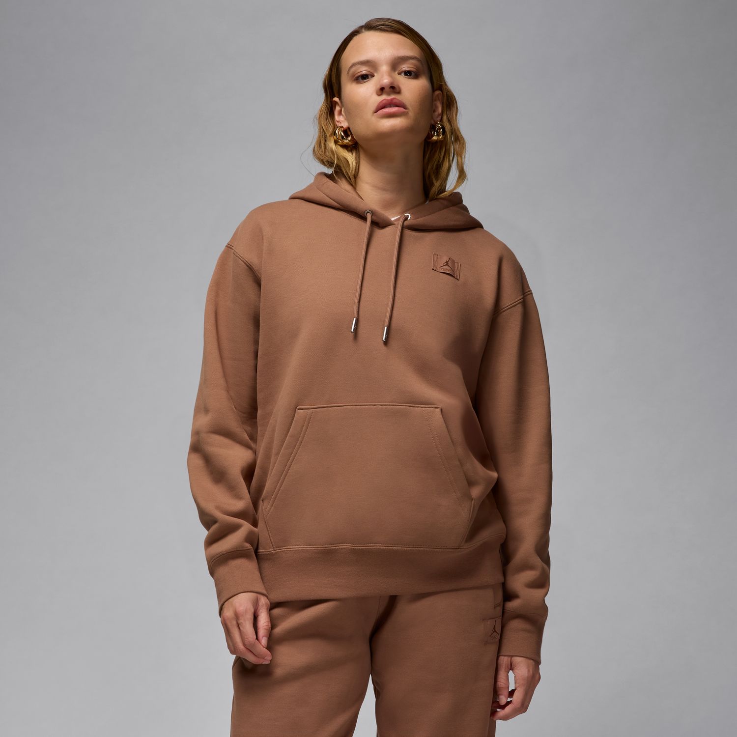 Jordan Flight Fleece Wmns Pullover Hoodie - Dámské - Mikina Jordan - Hnědé - FV7050-223 - Velikost: L