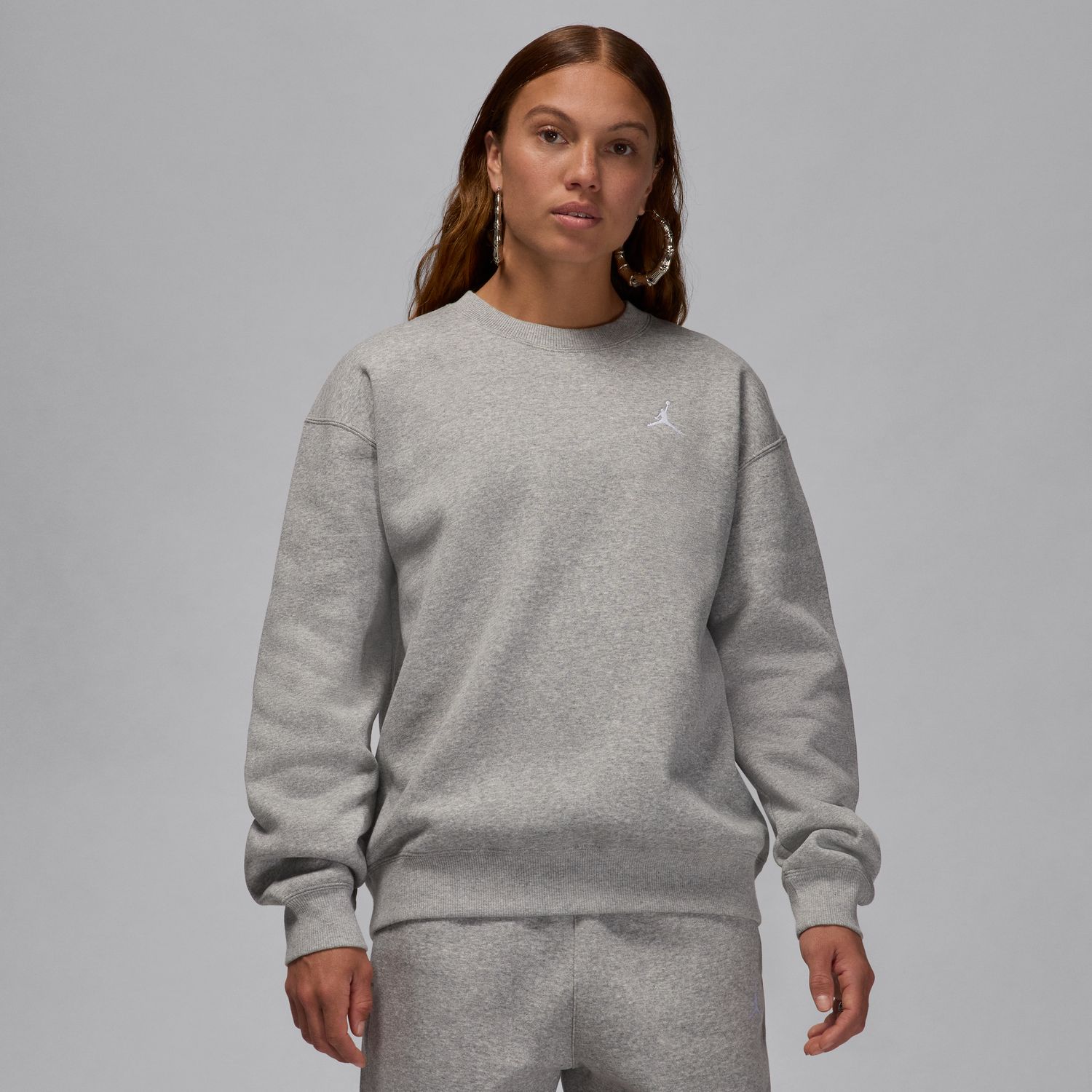 Jordan Brooklyn Fleece Wmns Crewneck Heather Grey - Dámské - Mikina Jordan - Šedé - FV7074-063 - Velikost: XL