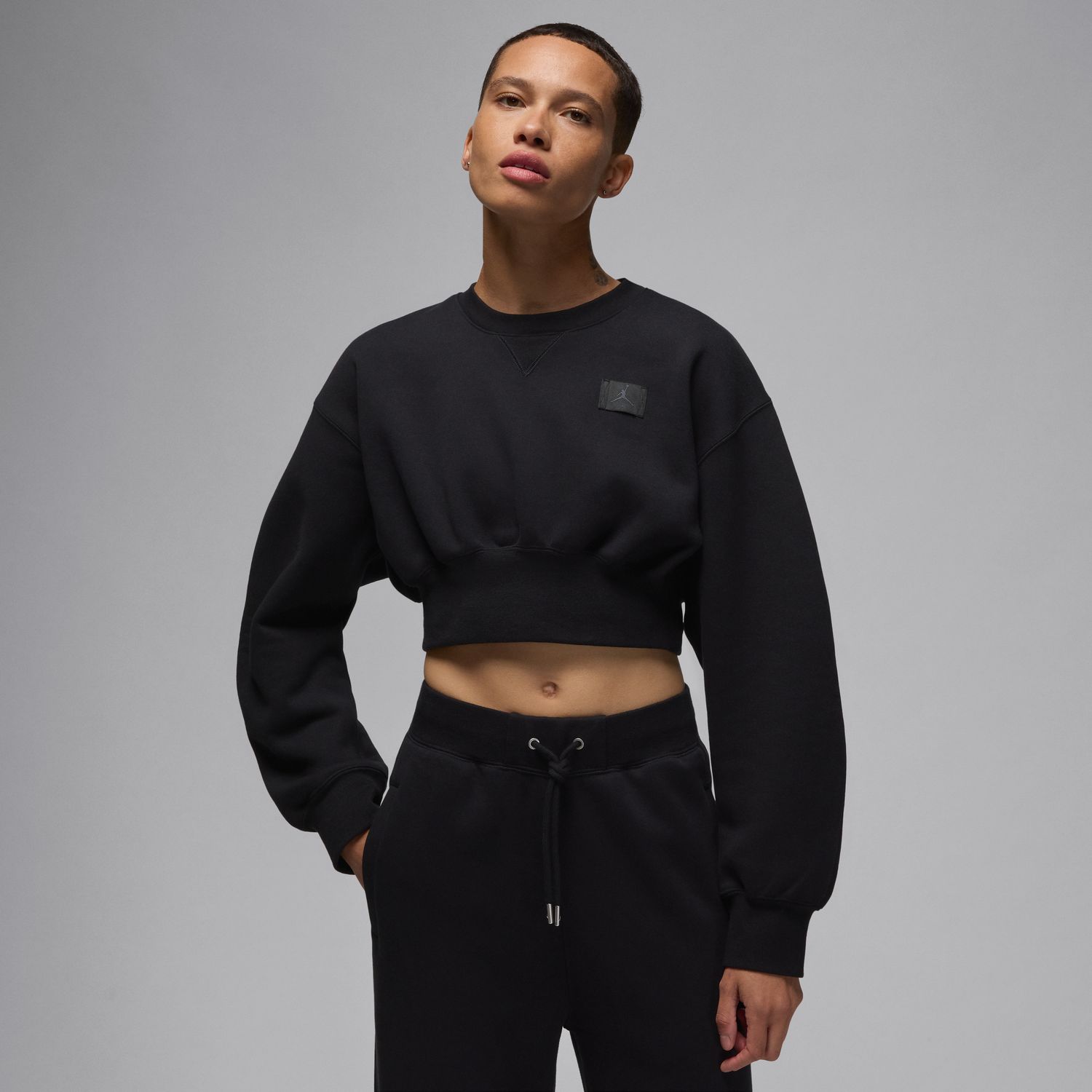 Jordan Flight Fleece Wmns Cropped Sweatshirt Black - Dámské - Mikina Jordan - Černé - FV7152-010 - Velikost: S