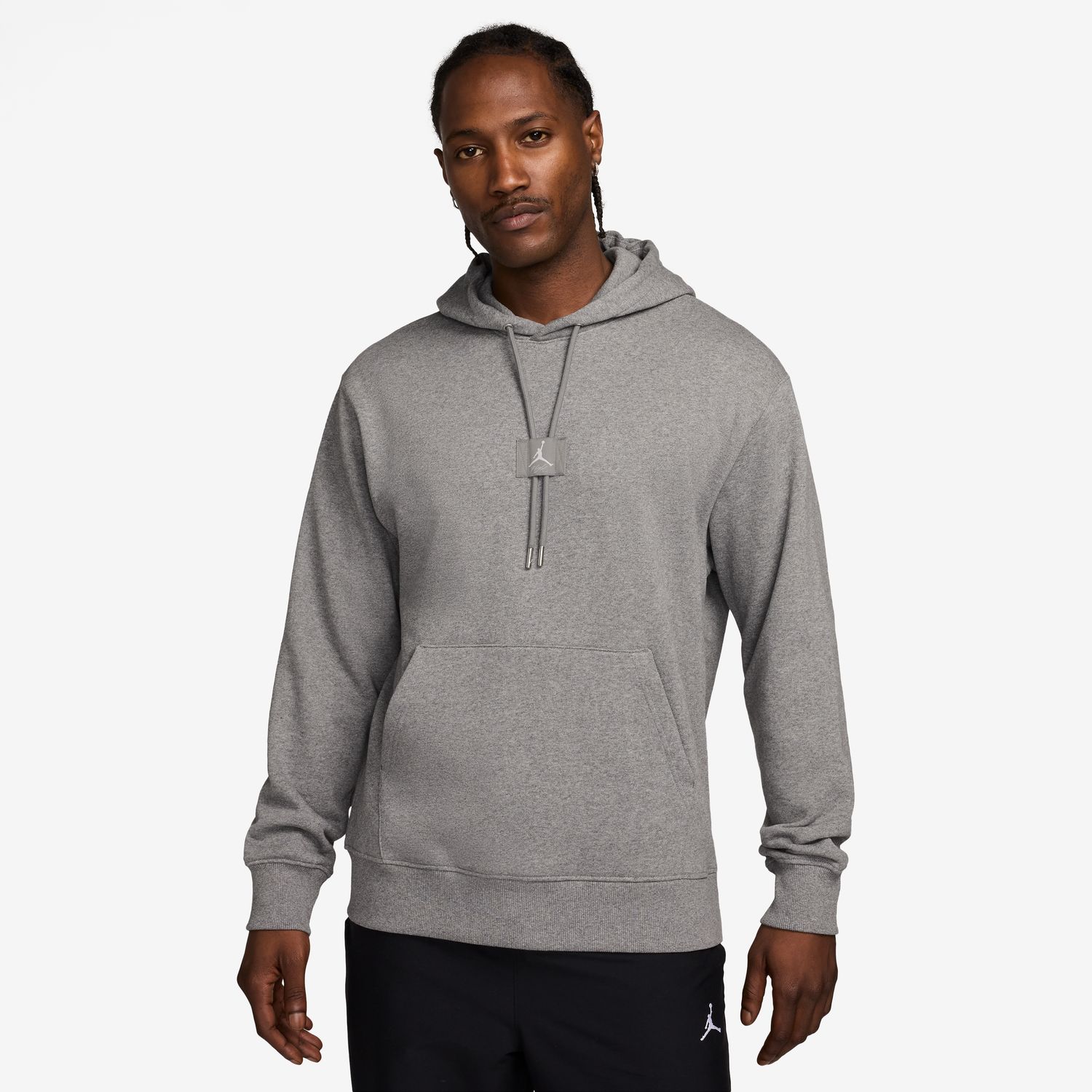 Jordan Flight Fleece Pullover Hoodie Carbon Heather - Pánské - Mikina Jordan - Šedé - FV7247-091 - Velikost: 2XL