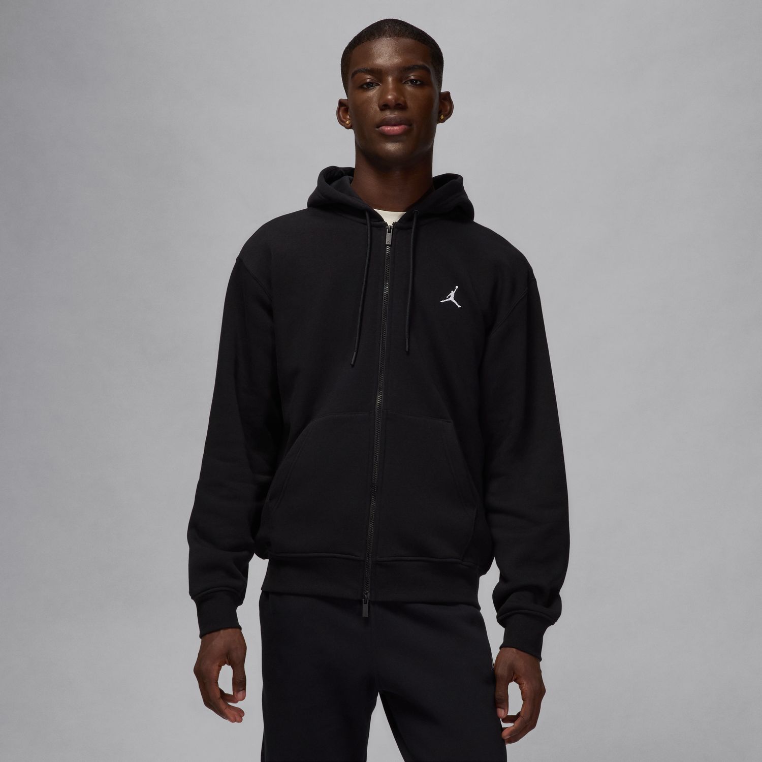 Jordan Brooklyn Fleece Full-Zip Hoodie Black - Pánské - Mikina Jordan - Černé - FV7289-010 - Velikost: S