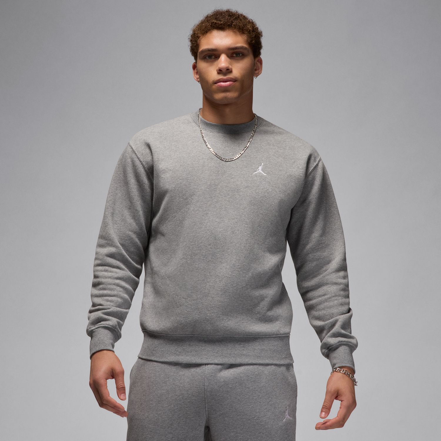 Levně Jordan Brooklyn Fleece Crewneck Grey - Pánské - Mikina Jordan - Šedé - FV7293-091