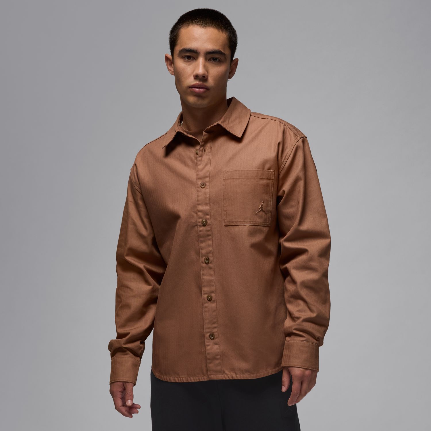 Levně Jordan Essentials Statement Button-Down Shirt Archaeo Brown - Pánské - Košile Jordan - Hnědé - FV7446-223
