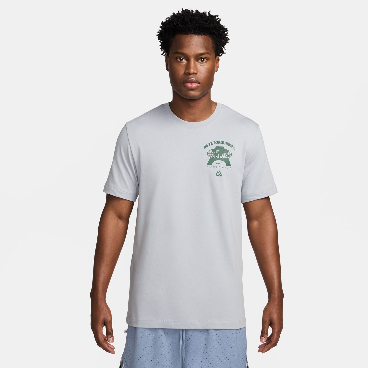 Nike Giannis M90 Basketball Tee Wolf Grey - Pánské - Triko Nike - Šedé - FV8408-012 - Velikost: 2XL