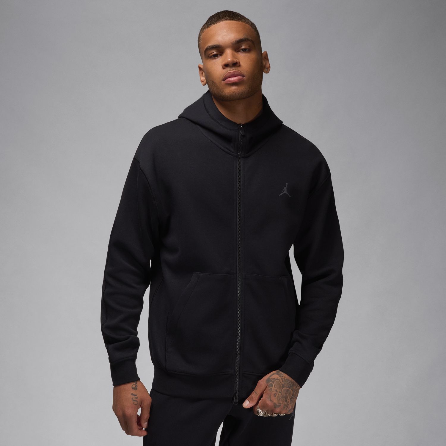 Jordan Dri-FIT Sport Hoop Fleece Full-Zip Hoodie Black - Pánské - Mikina Jordan - Černé - FV8602-010 - Velikost: S