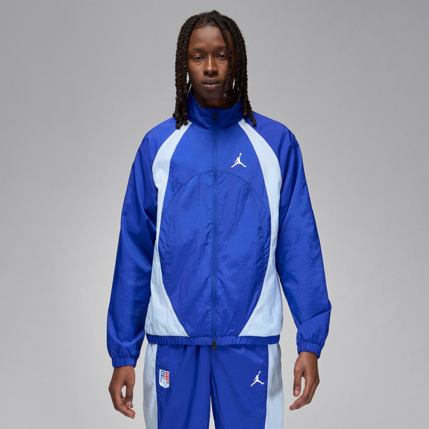 Jordan Sport JAM X Fédération Française De Basketball Warm-Up Jacket - Pánské - Bunda Jordan - Modré - FZ0945-417 - Velikost: 2XL