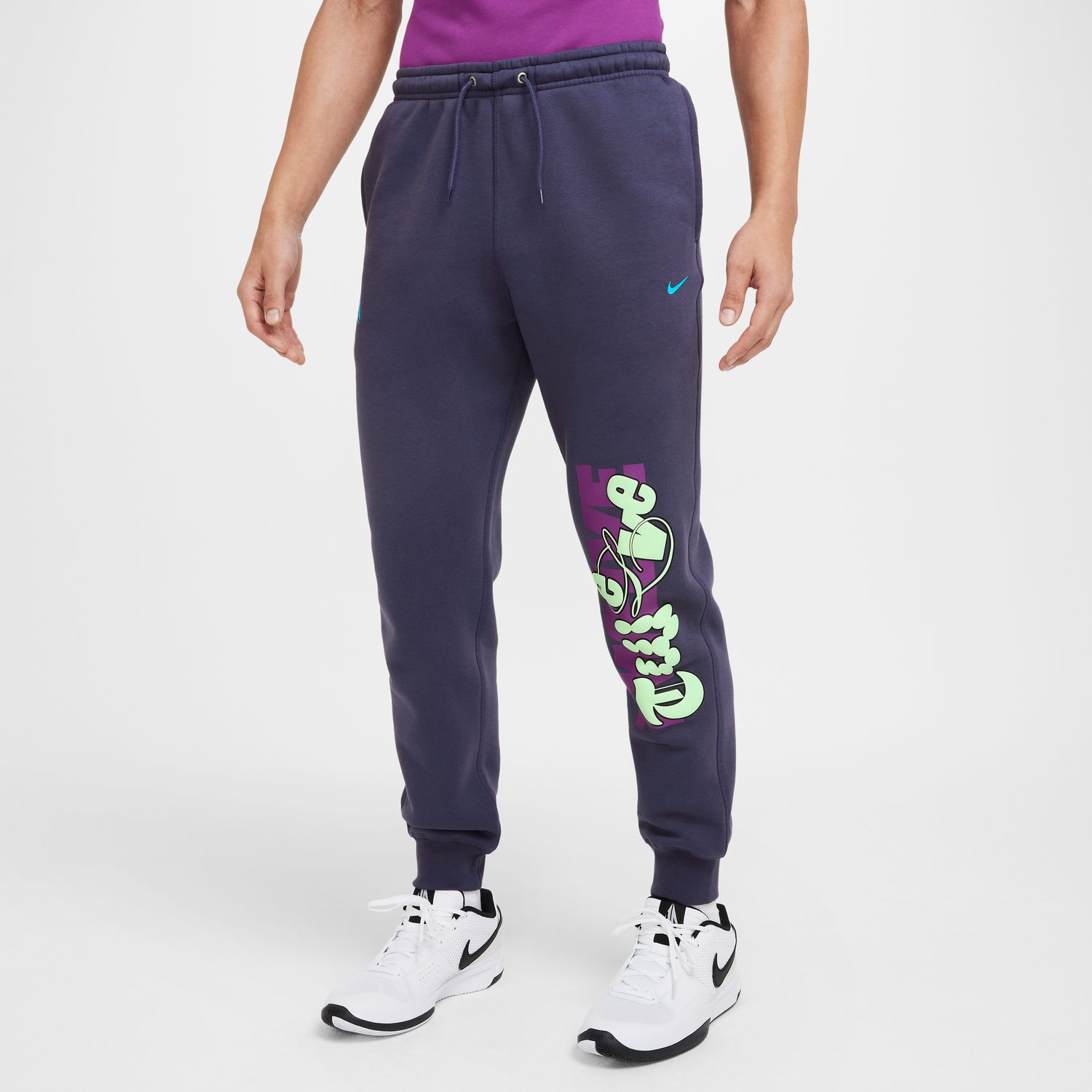 Nike Ja Fleece Basketball Jogger Pants Dark Raisin - Pánské - Kalhoty Nike - Fialové - FZ1043-573 - Velikost: L/T